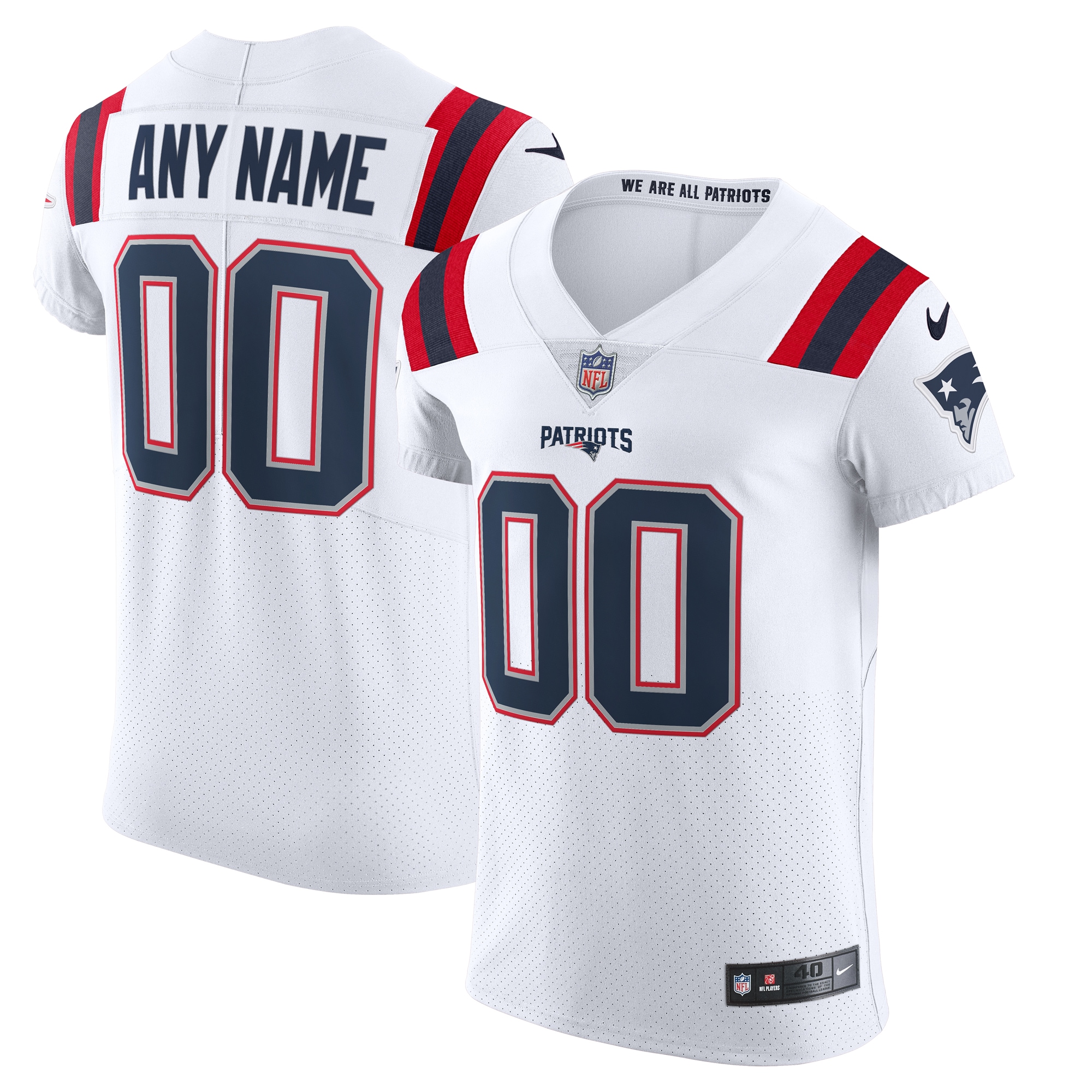 Men's New England Patriots White Vapor Elite Custom Jersey JS6411 Saliibo