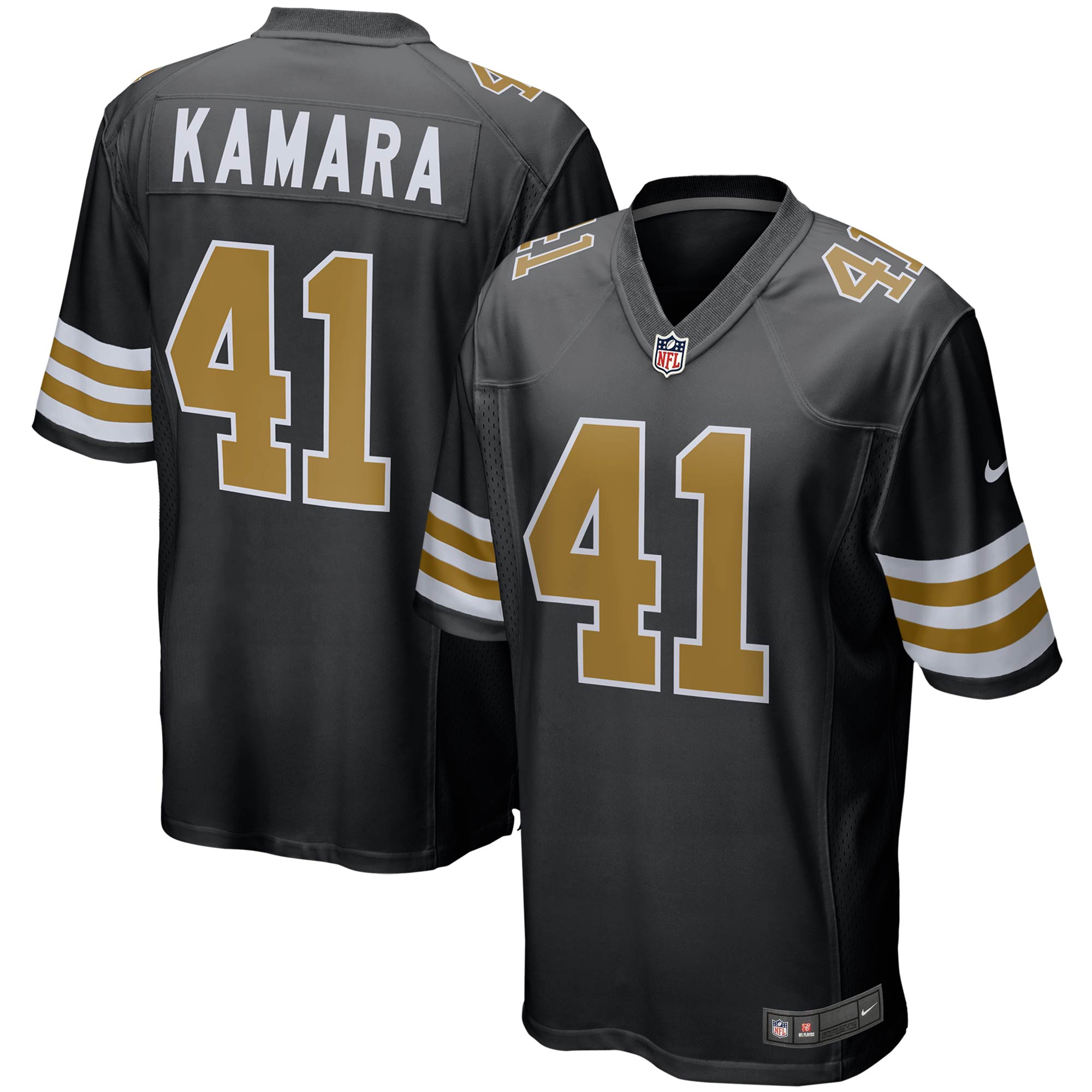 Men's New Orleans Saints Alvin Kamara Black Alternate Game Jersey JS4501 Saliibo