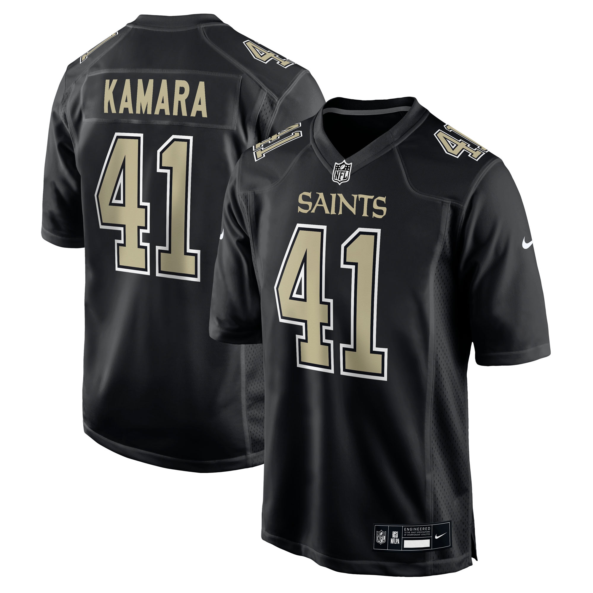 Men's New Orleans Saints Alvin Kamara Carbon Black Fashion Game Jersey JS6344 Saliibo