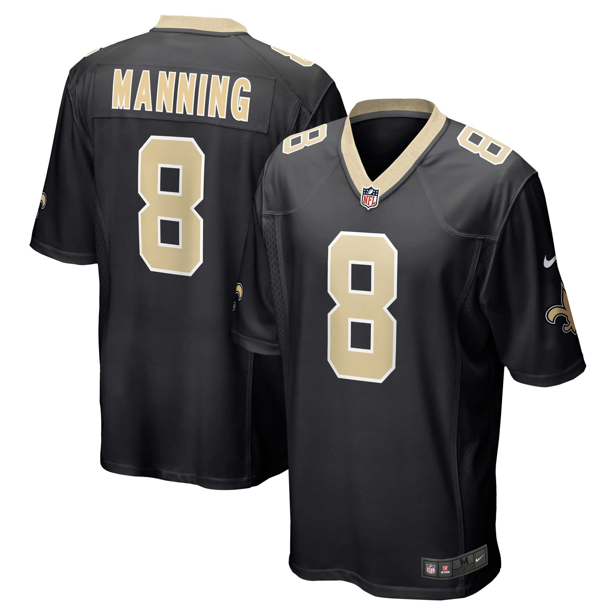 Men's New Orleans Saints Archie Manning Black Retired Player Game Jersey JS8036 Saliibo