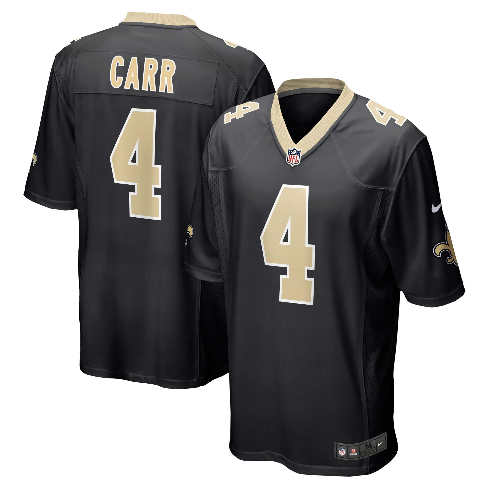 Men's New Orleans Saints Derek Carr Black Game Jersey JS4399 Saliibo