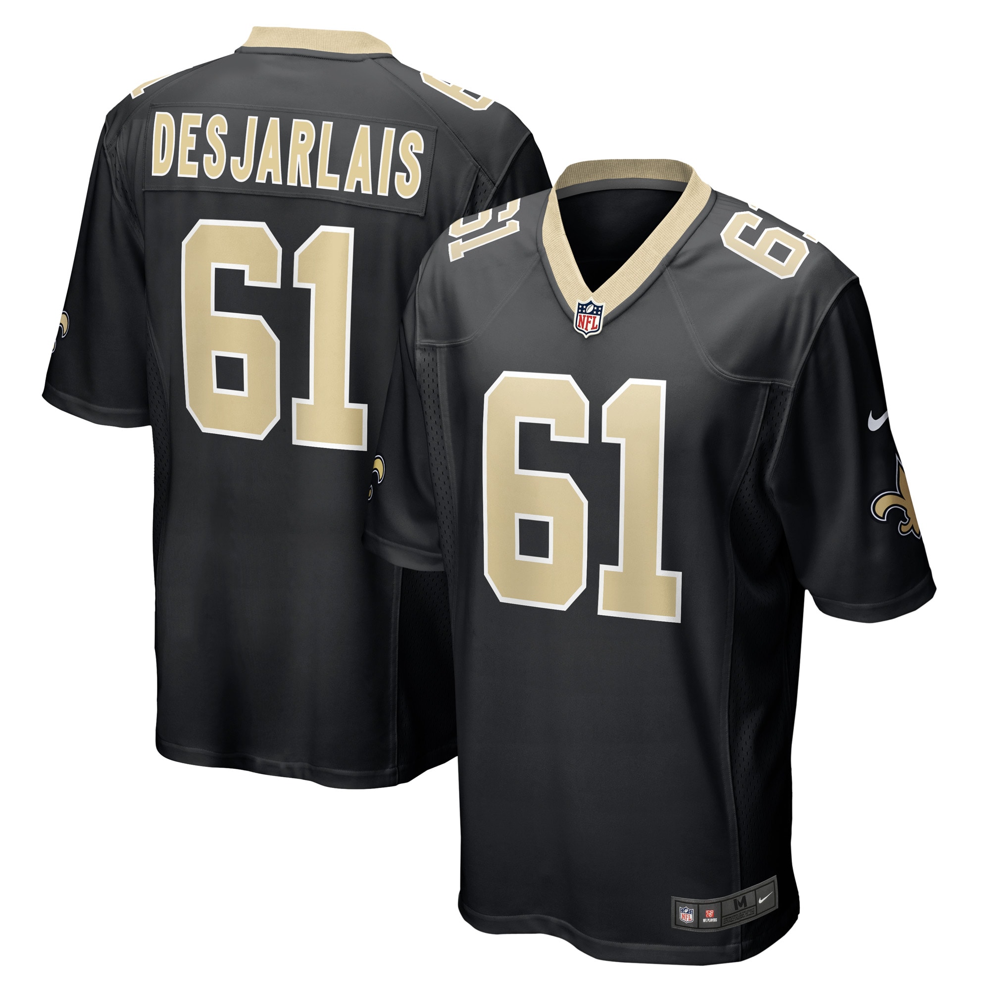 Men's New Orleans Saints Drew Desjarlais Black Game Player Jersey JS3077 Saliibo