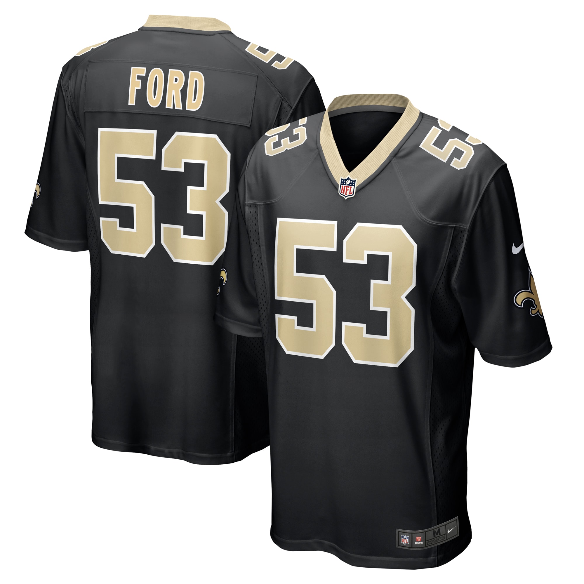 Men's New Orleans Saints Jaylan Ford Black Game Jersey JS1333 Saliibo