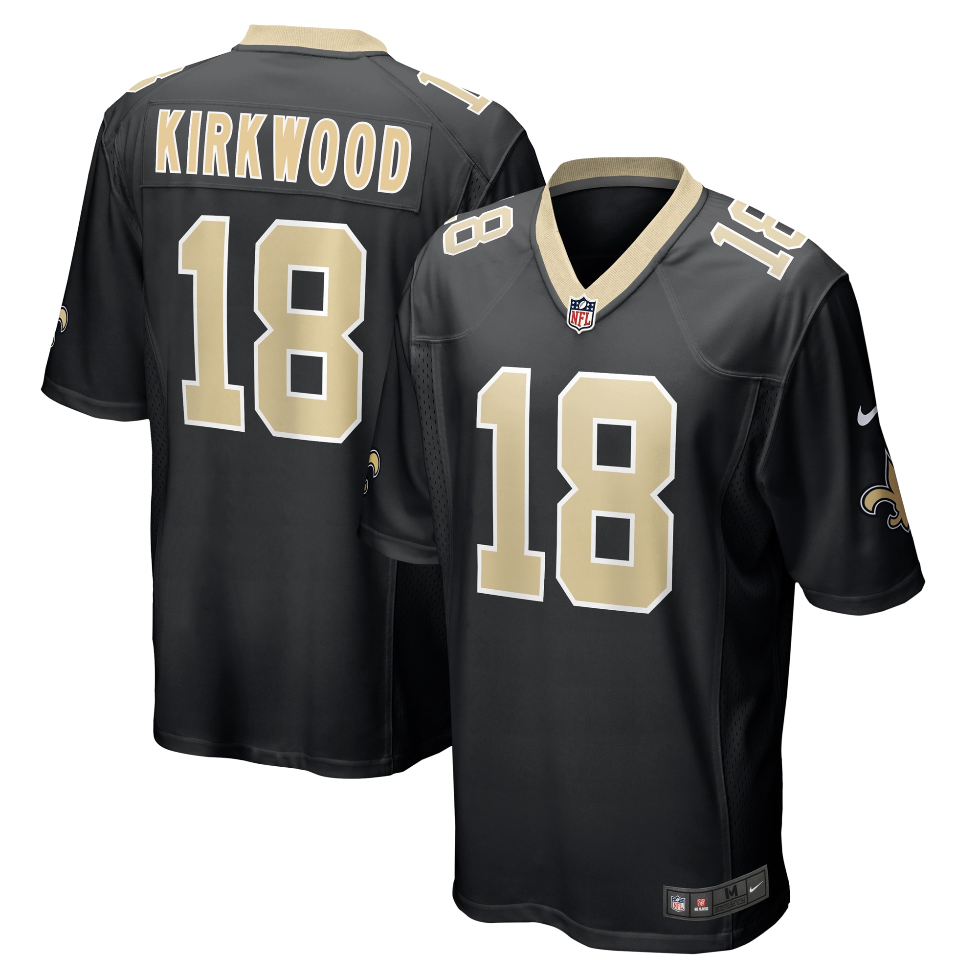 Men's New Orleans Saints Keith Kirkwood Black Team Game Jersey JS4367 Saliibo
