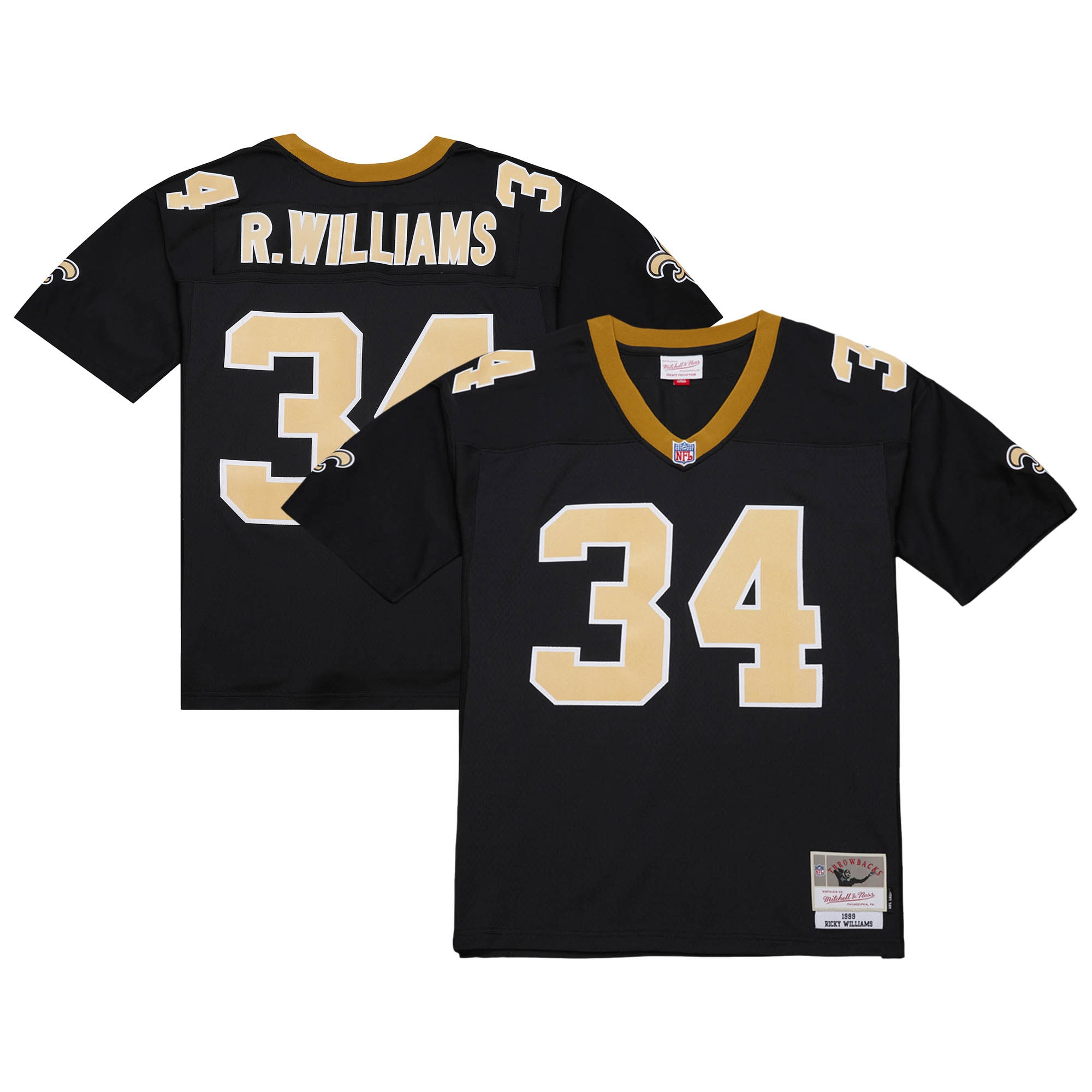 Men's New Orleans Saints Ricky Williams Mitchell & Ness Black 1999 Legacy Jersey JS7566 Saliibo