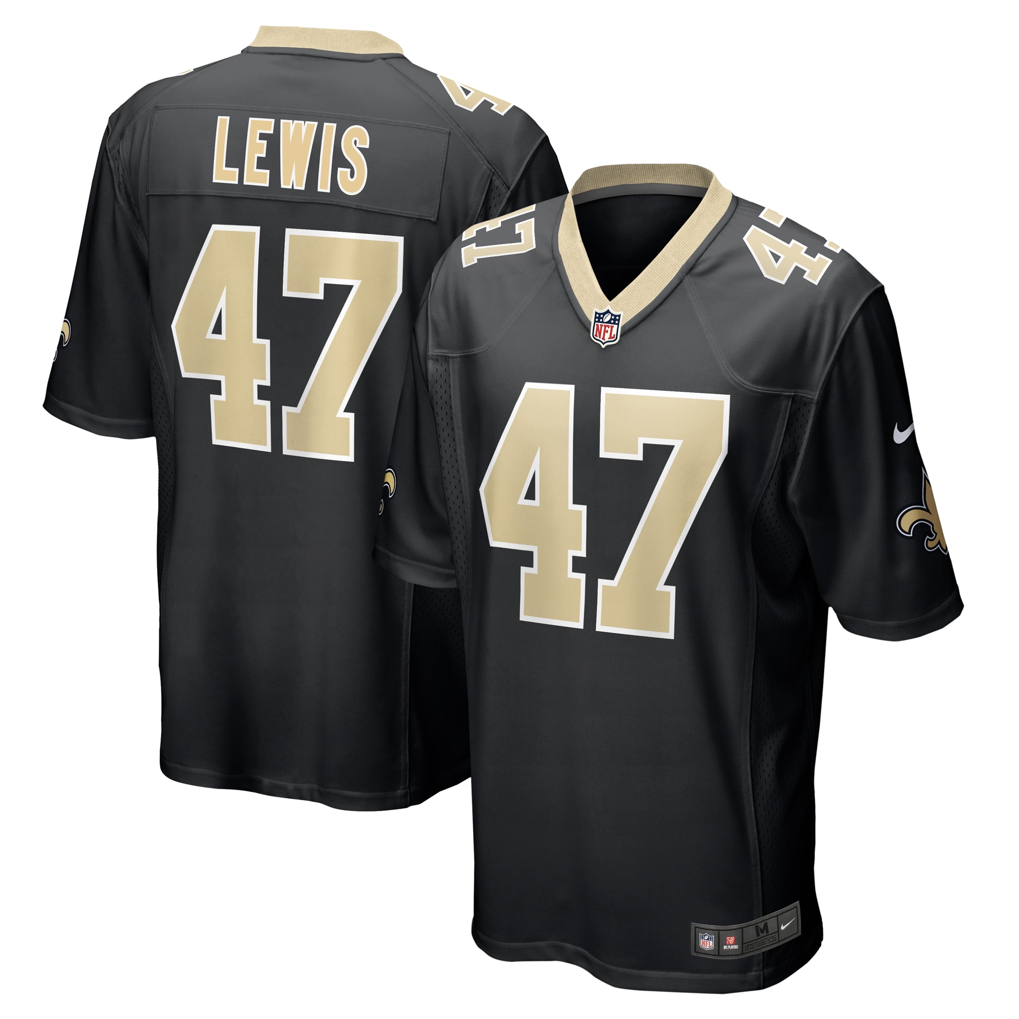 Men's New Orleans Saints Terrell Lewis Black Game Jersey JS5317 Saliibo