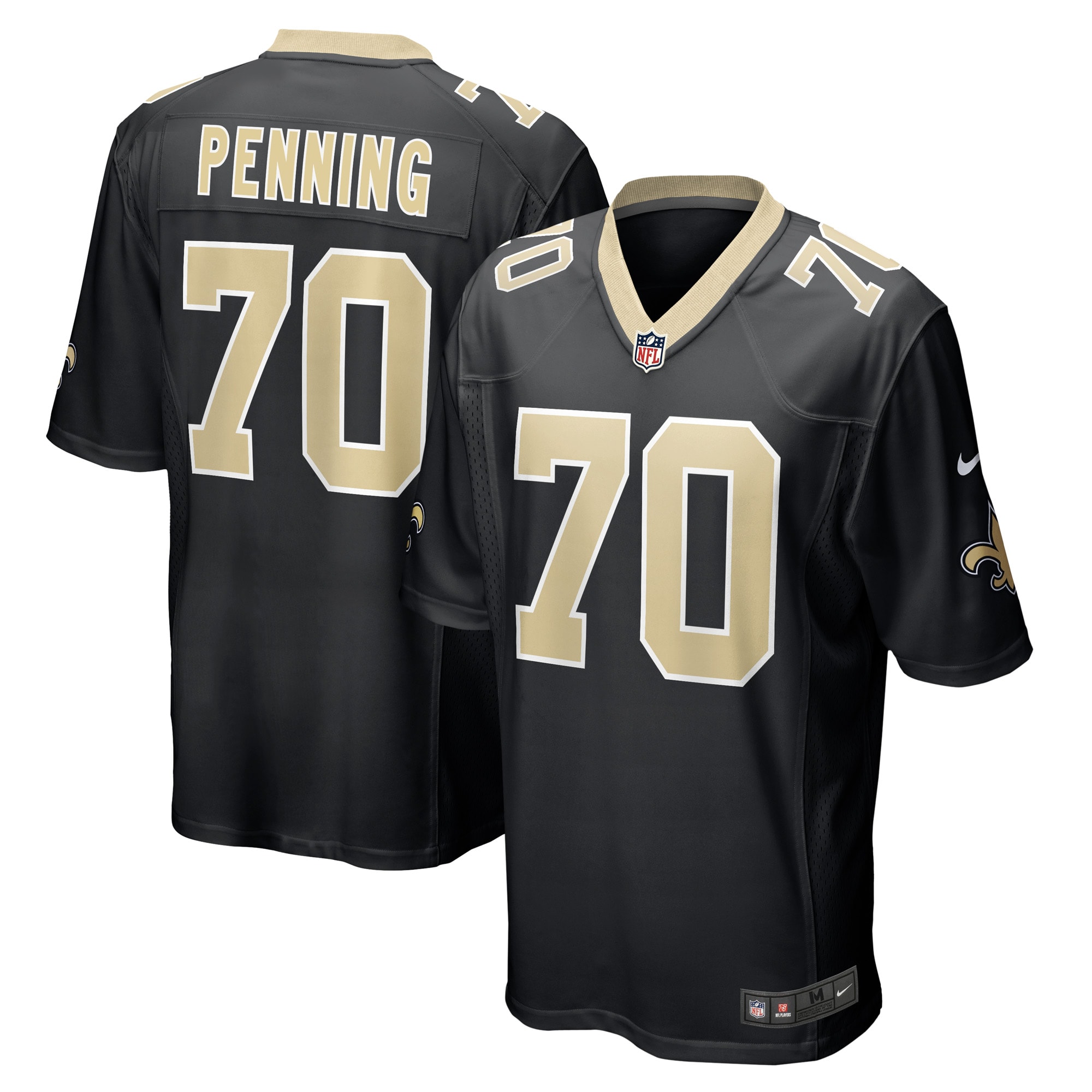 Men's New Orleans Saints Trevor Penning Black Game Player Jersey JS1980 Saliibo