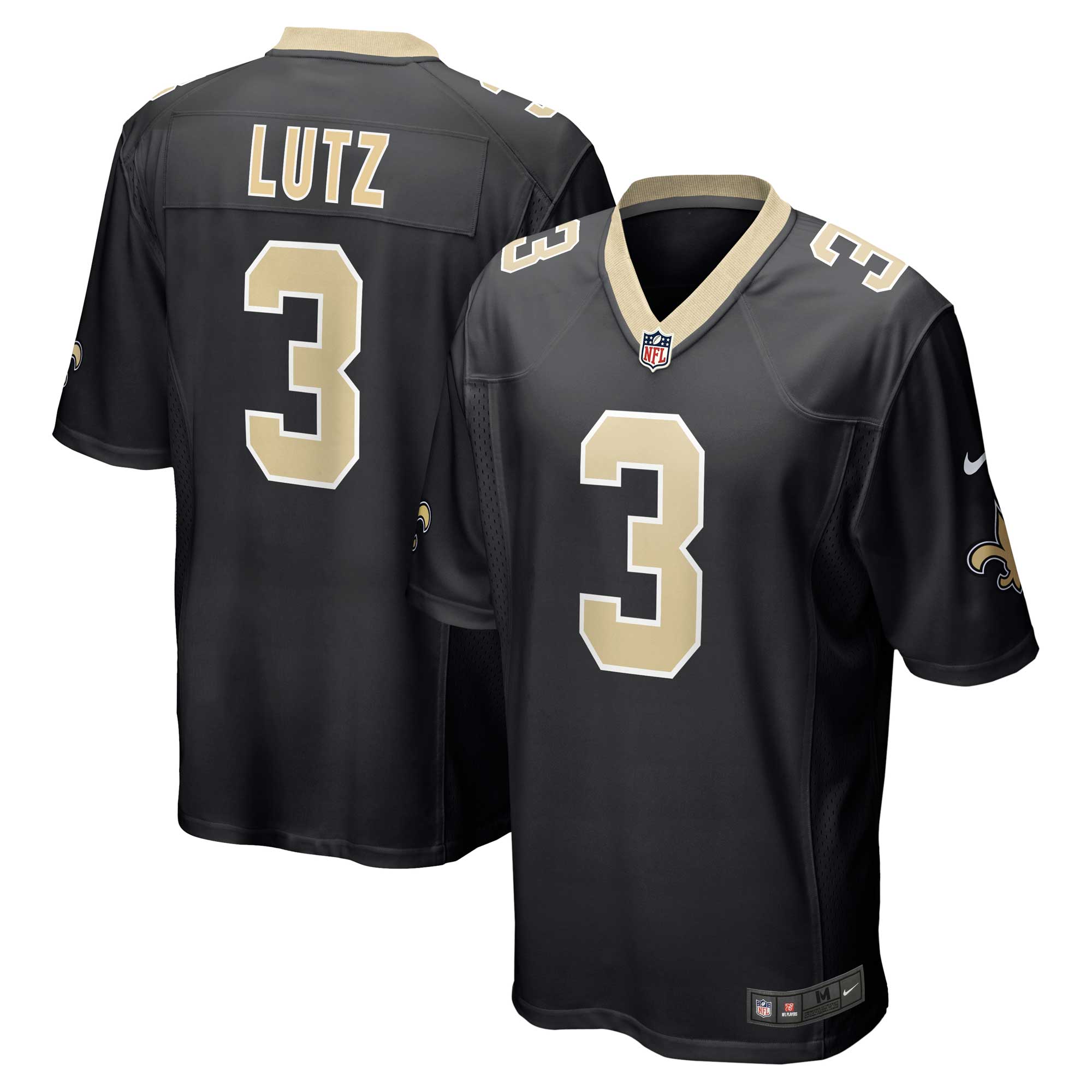Men's New Orleans Saints Wil Lutz Black Game Jersey JS8492 Saliibo