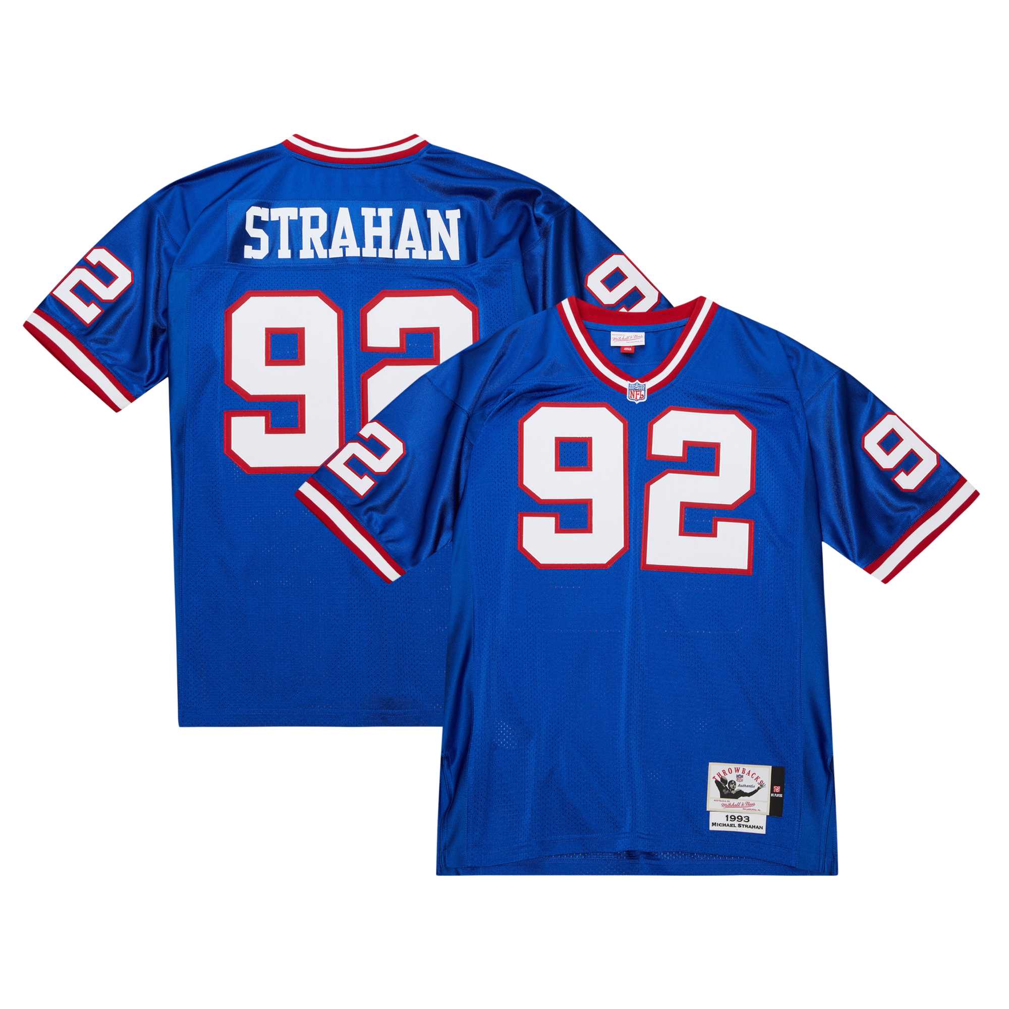 Men's New York Giants 1993 Michael Strahan Mitchell & Ness Royal Throwback Retired Player Jersey JS4113 Saliibo