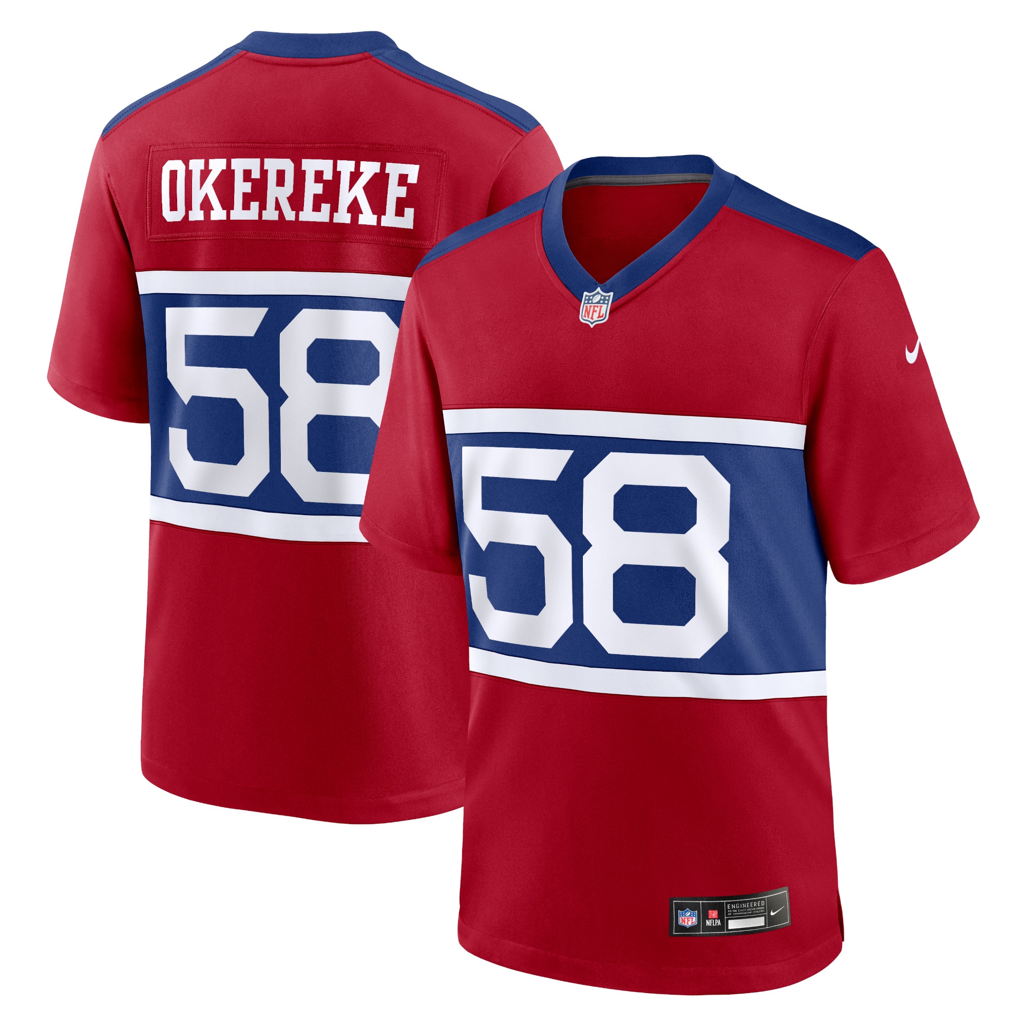 Men's New York Giants Bobby Okereke Century Red Alternate Player Game Jersey JS2115 Saliibo