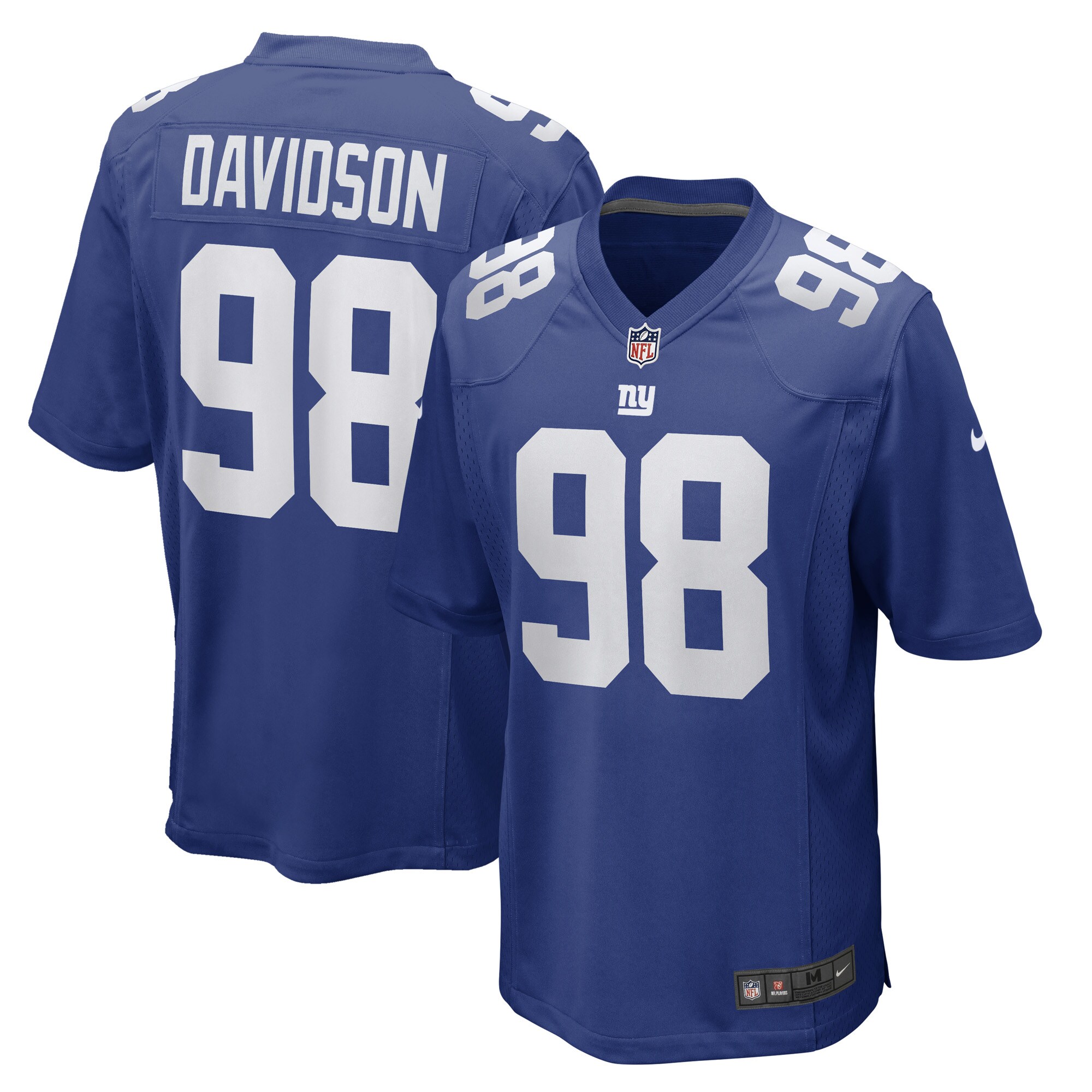 Men's New York Giants D.J. Davidson Royal Game Player Jersey JS3700 Saliibo
