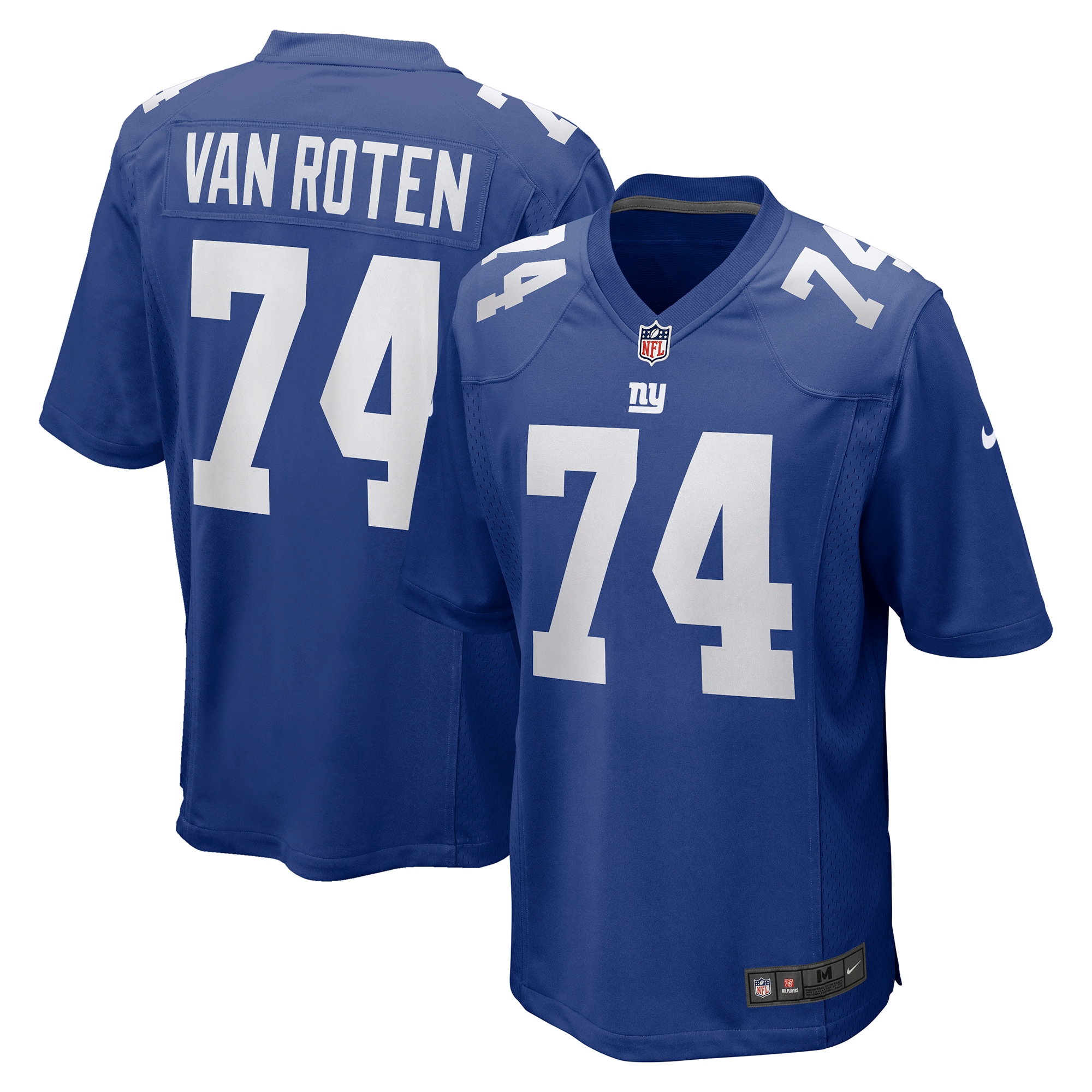 Men's New York Giants Greg Van Roten Royal Team Game Jersey JS1431 Saliibo