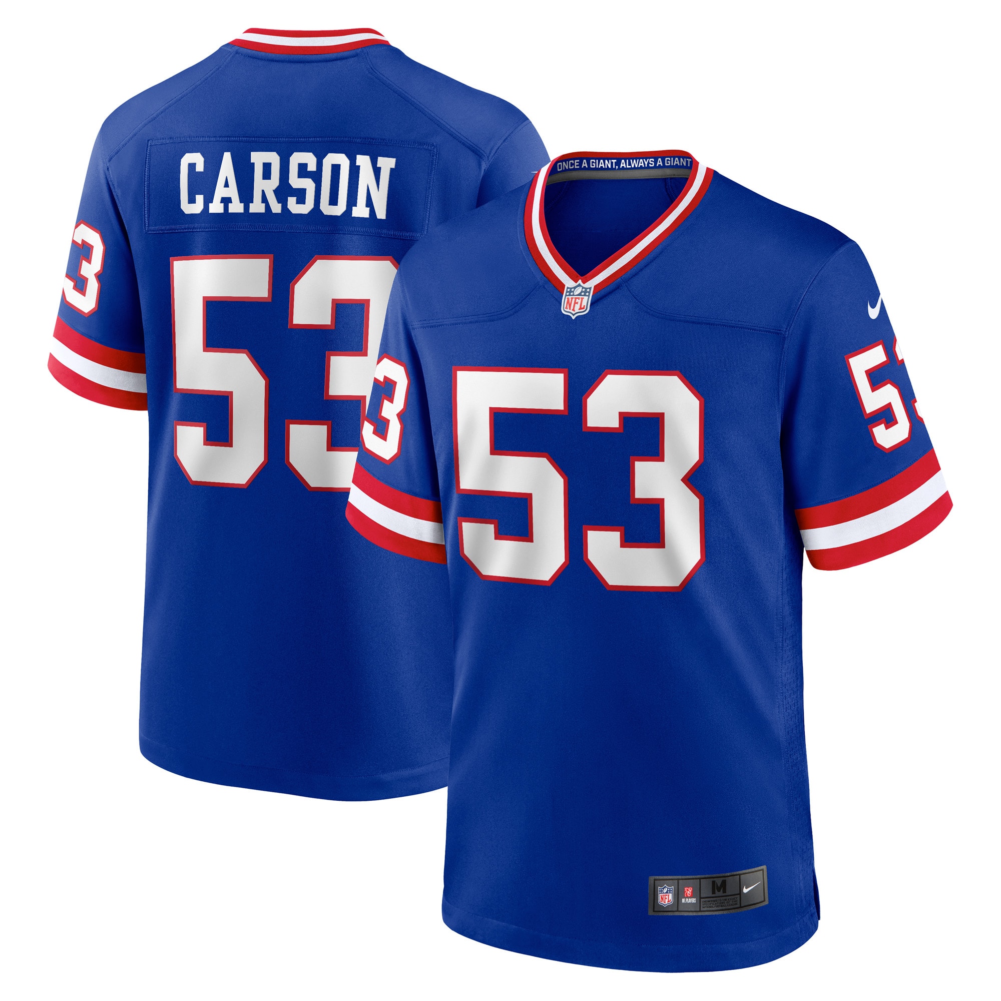 Men's New York Giants Harry Carson Royal Classic Retired Player Game Jersey JS9249 Saliibo