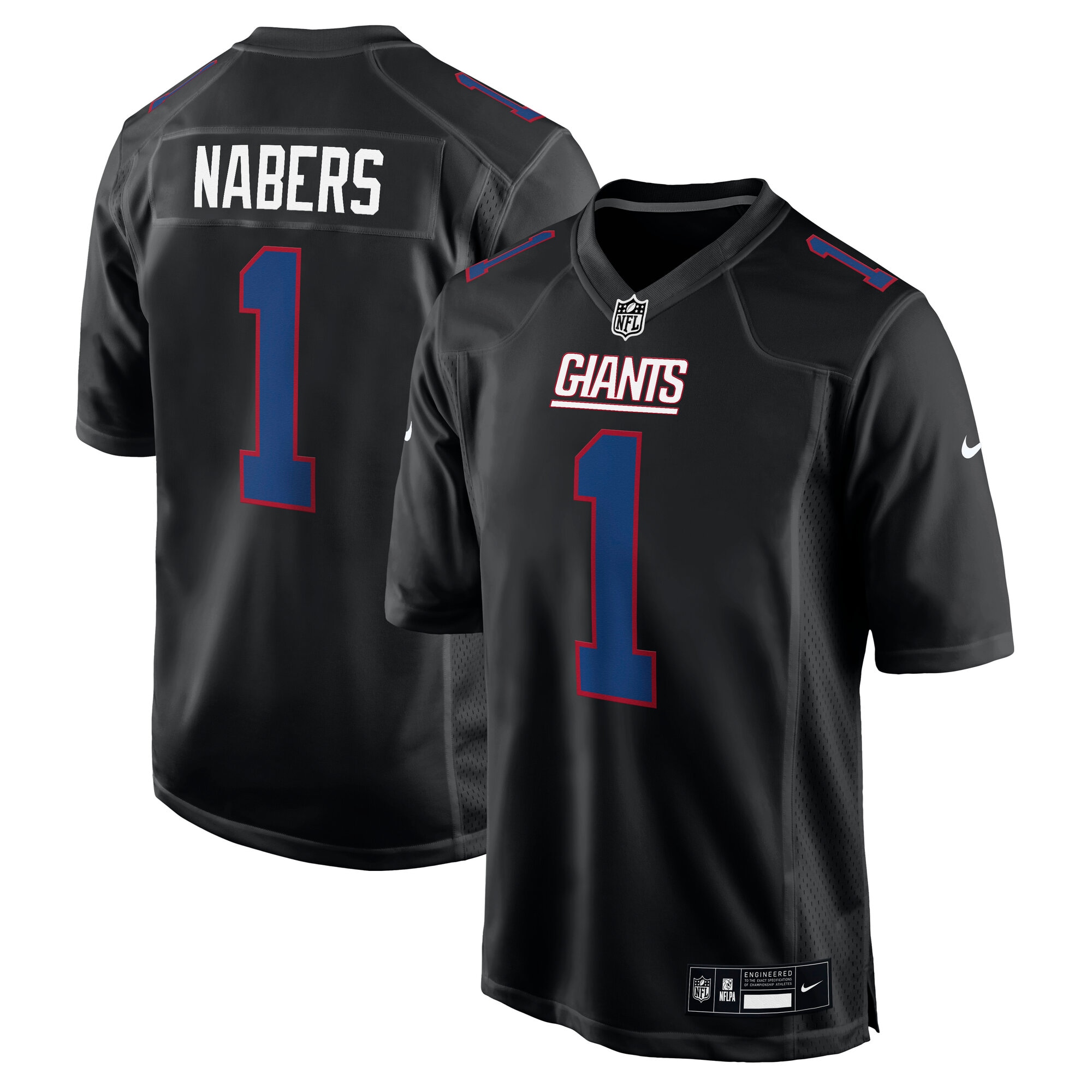 Men's New York Giants Malik Nabers Carbon Black Fashion Jersey JS2312 Saliibo
