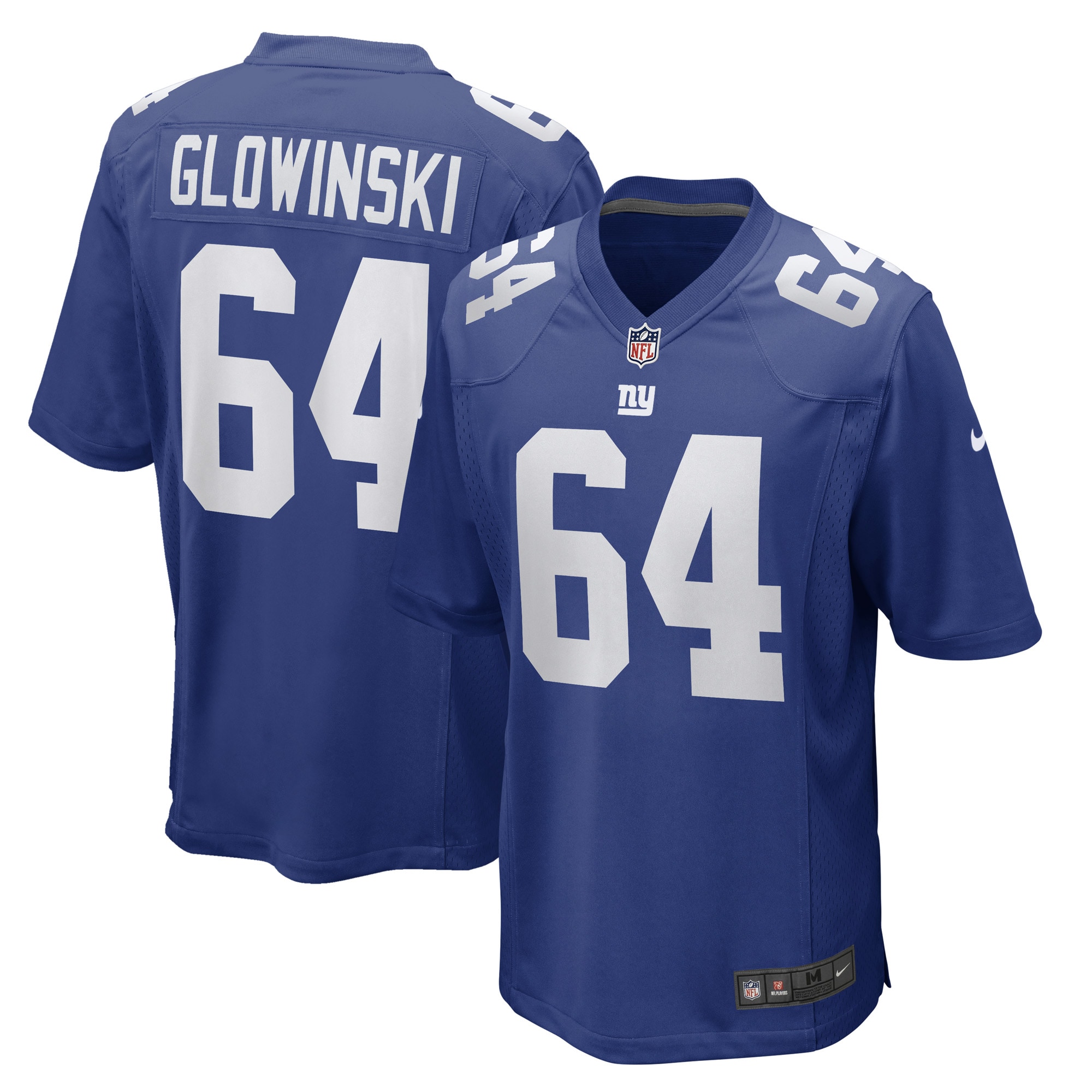 Men's New York Giants Mark Glowinski Royal Game Player Jersey JS8419 Saliibo