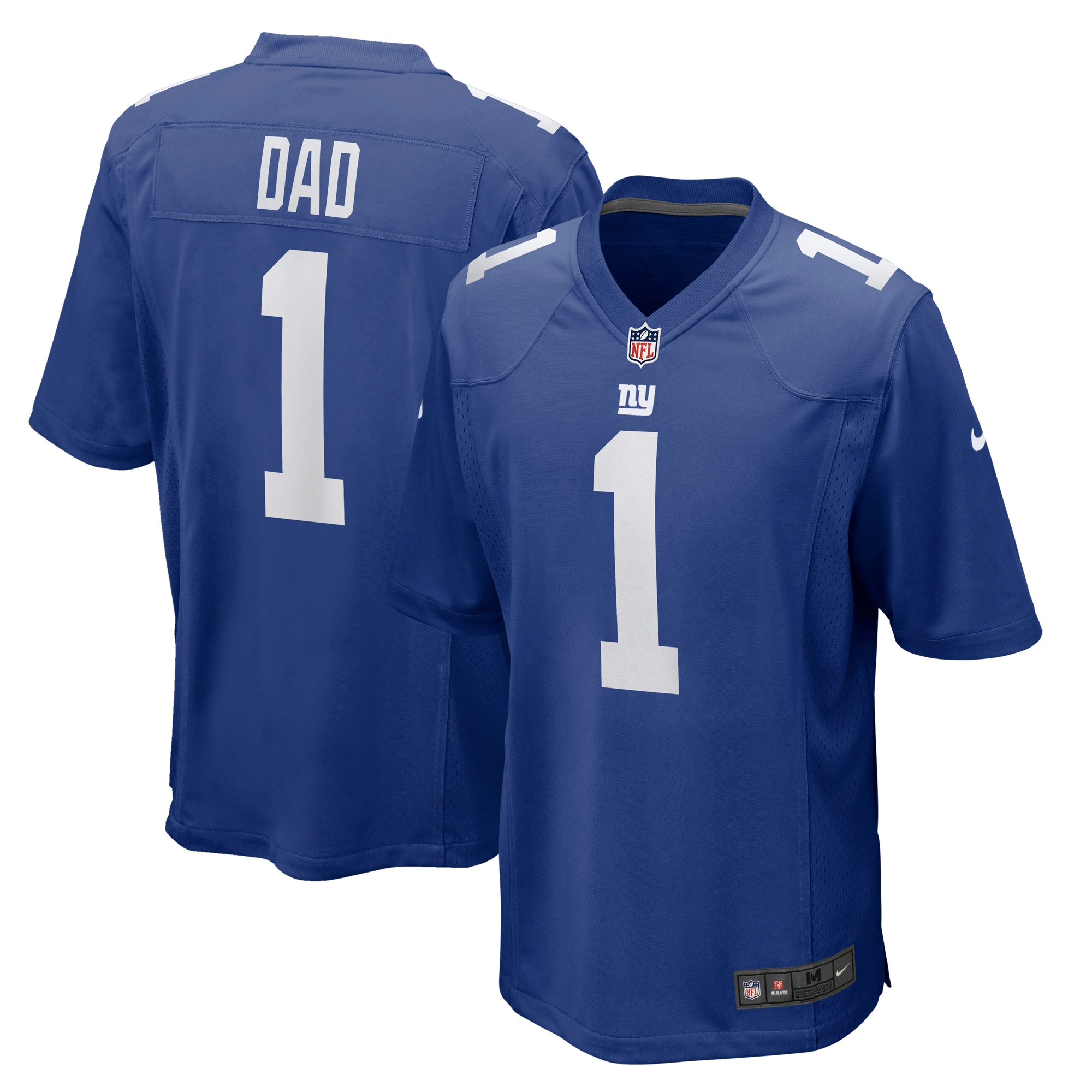 Men's New York Giants Number 1 Dad Royal Game Jersey JS7352 Saliibo