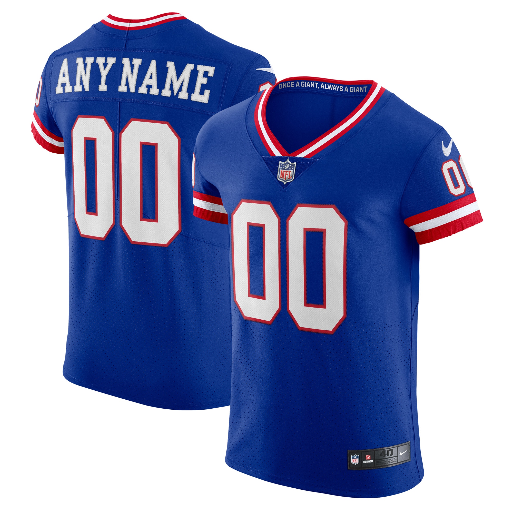Men's New York Giants Royal Classic Vapor Elite Custom Jersey JS4773 Saliibo