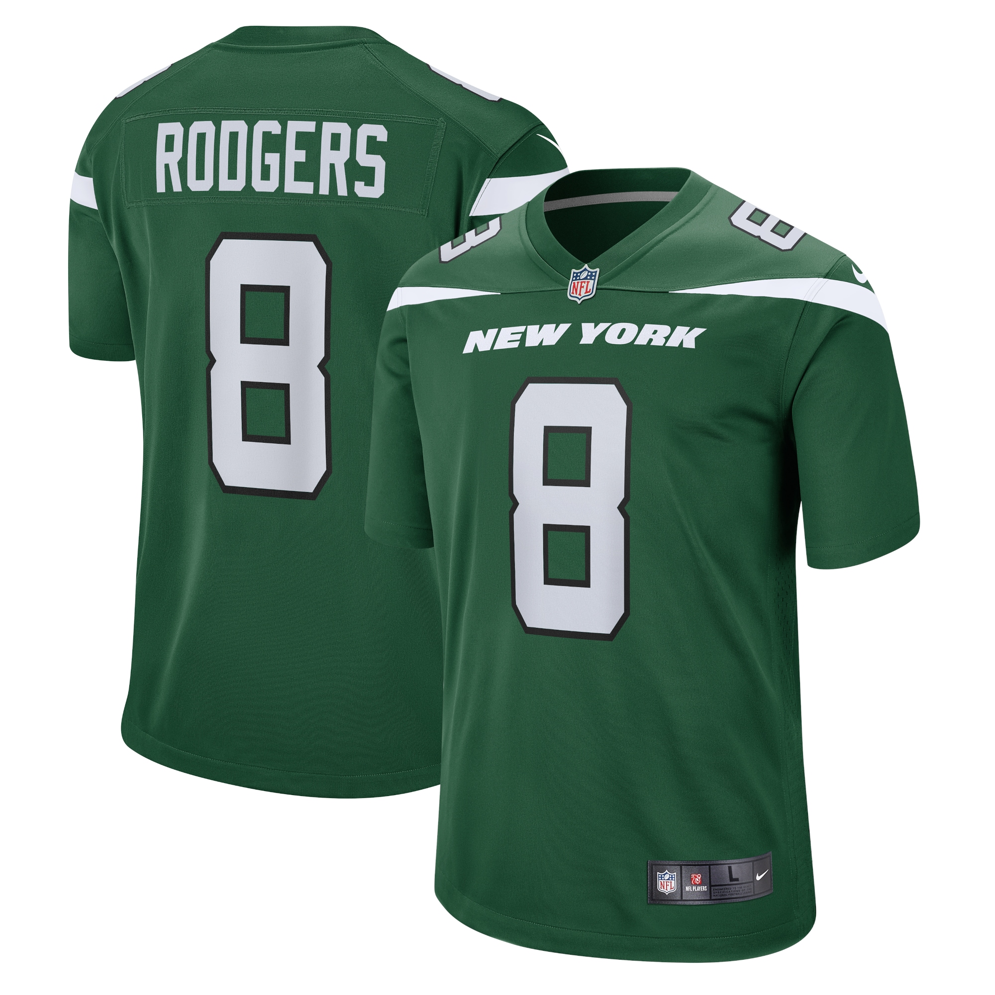 Men's New York Jets Aaron Rodgers Gotham Green Game Jersey JS3427 Saliibo