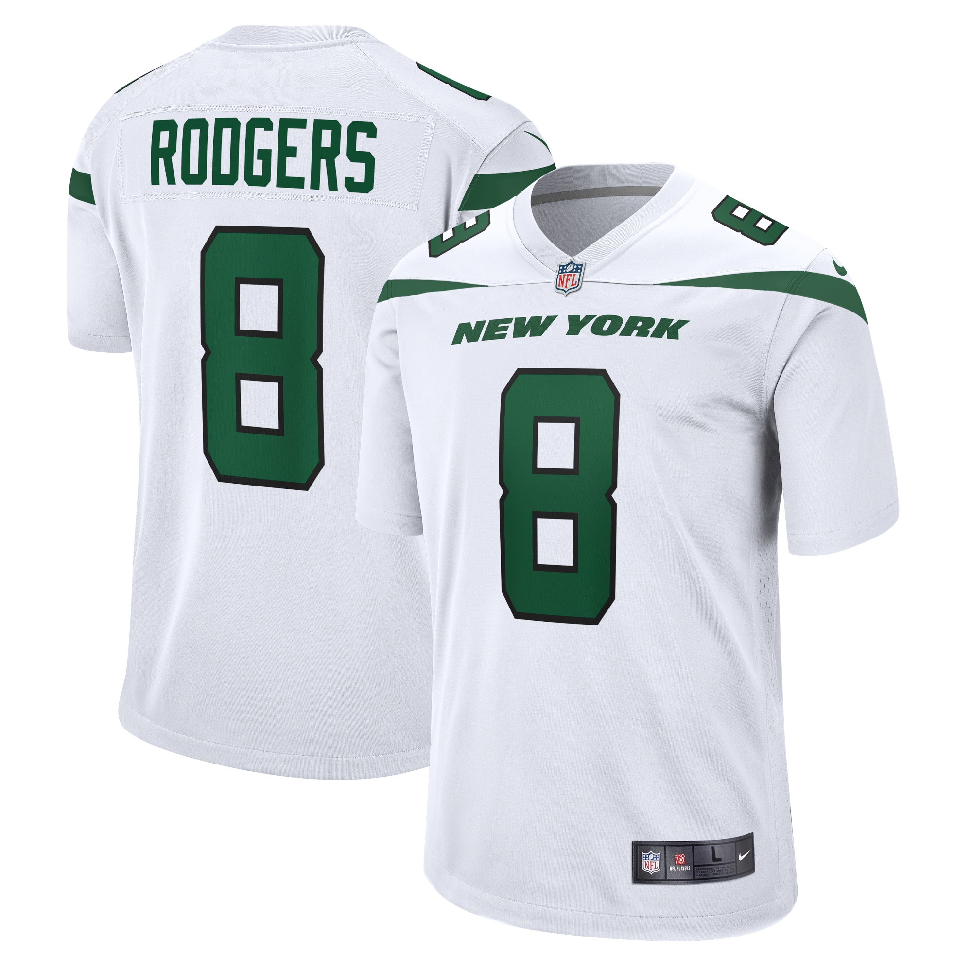 Men's New York Jets Aaron Rodgers White Game Jersey JS4432 Saliibo