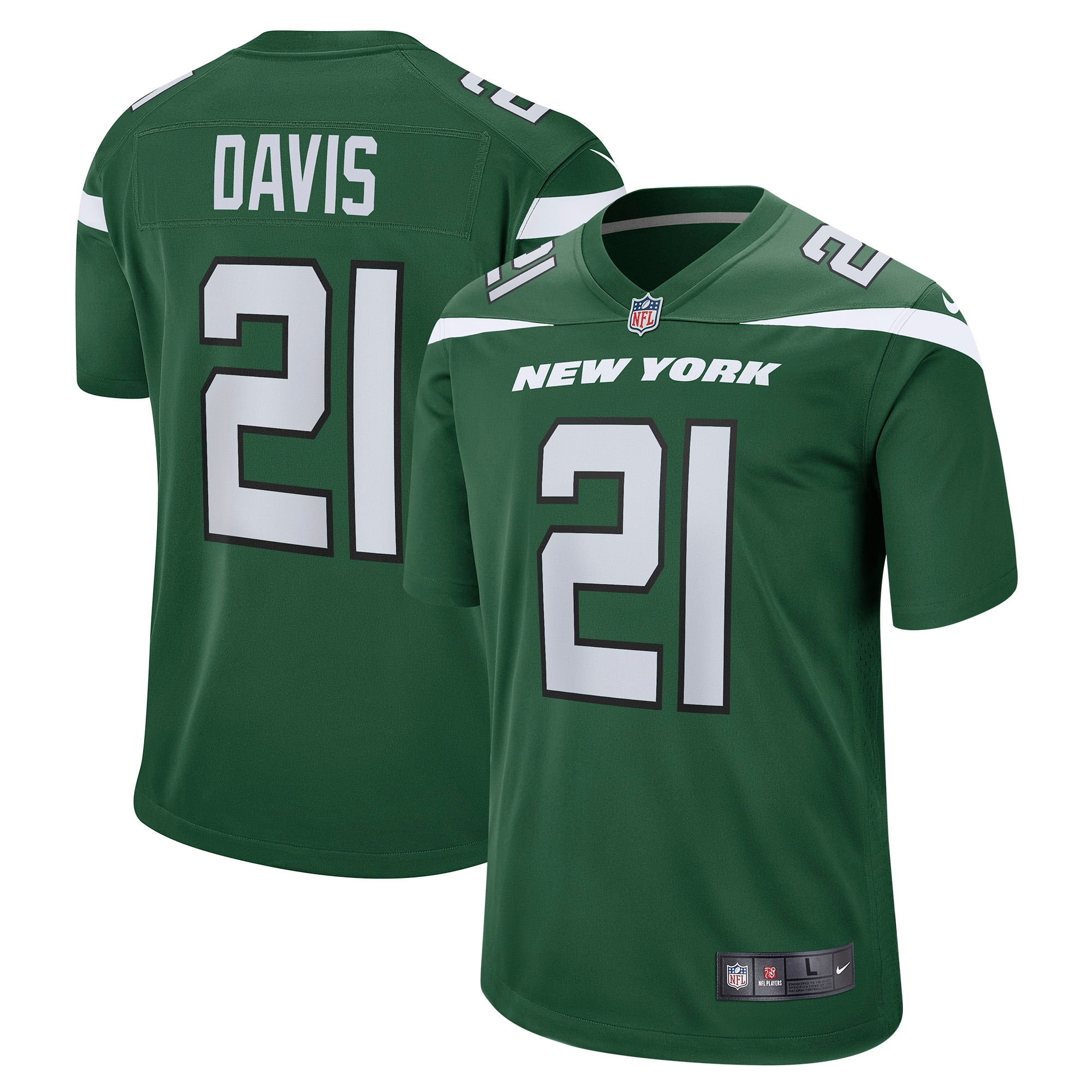 Men's New York Jets Ashtyn Davis Gotham Green Game Player Jersey JS7920 Saliibo
