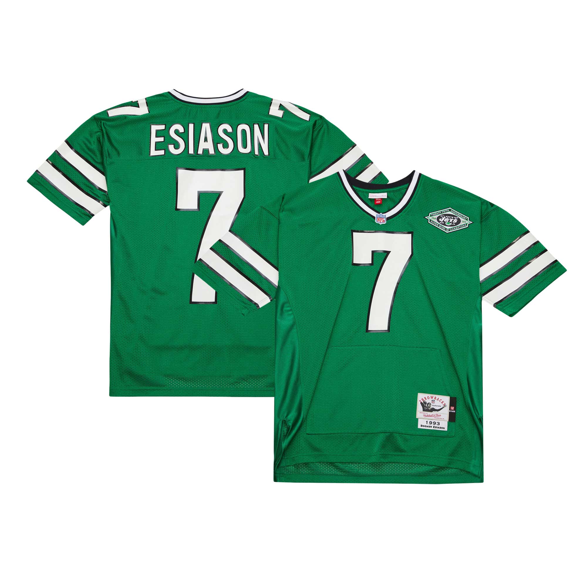 Men's New York Jets Boomer Esiason Mitchell & Ness Kelly Green 1993 Throwback Retired Player Pocket Jersey JS1269 Saliibo