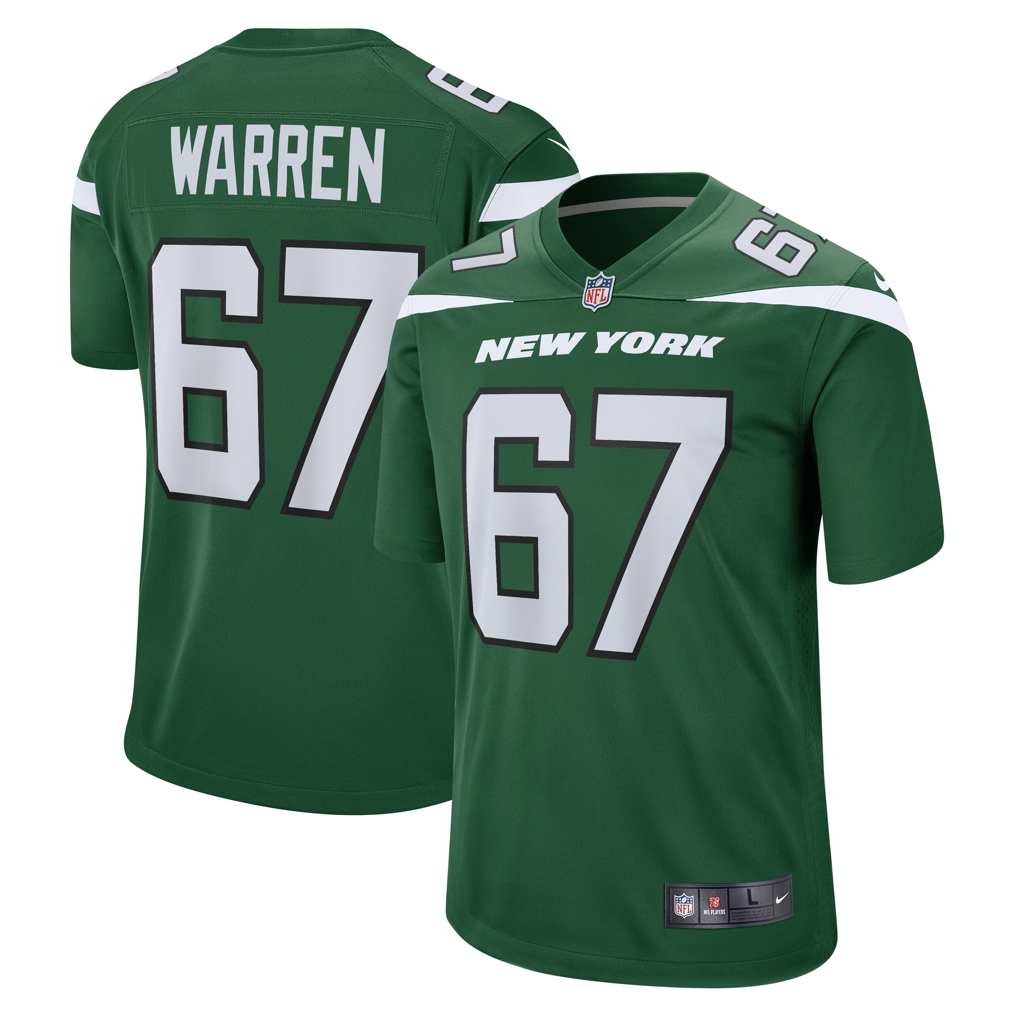 Men's New York Jets Carter Warren Gotham Green Game Jersey JS8710 Saliibo
