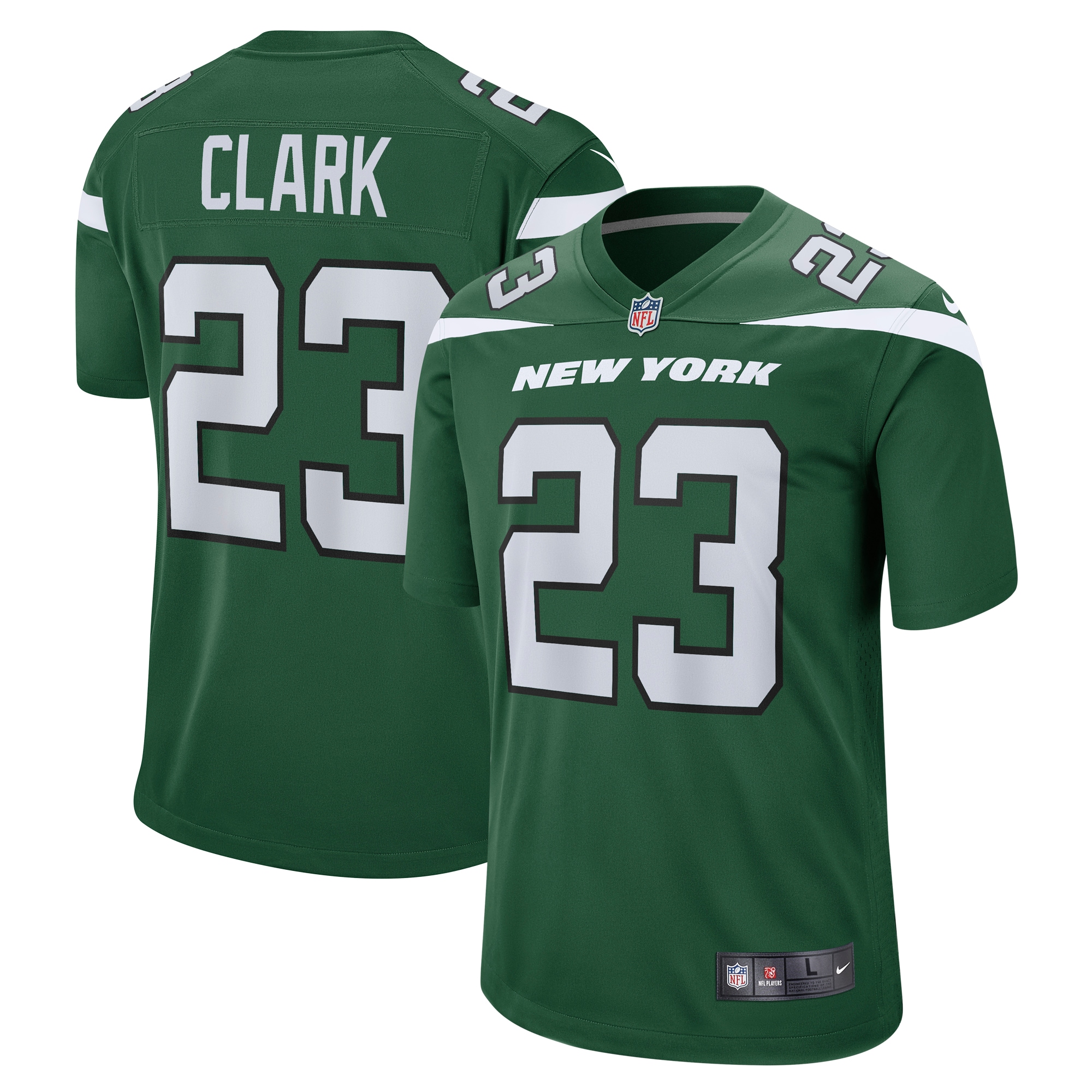 Men's New York Jets Chuck Clark Gotham Green Team Game Jersey JS4286 Saliibo