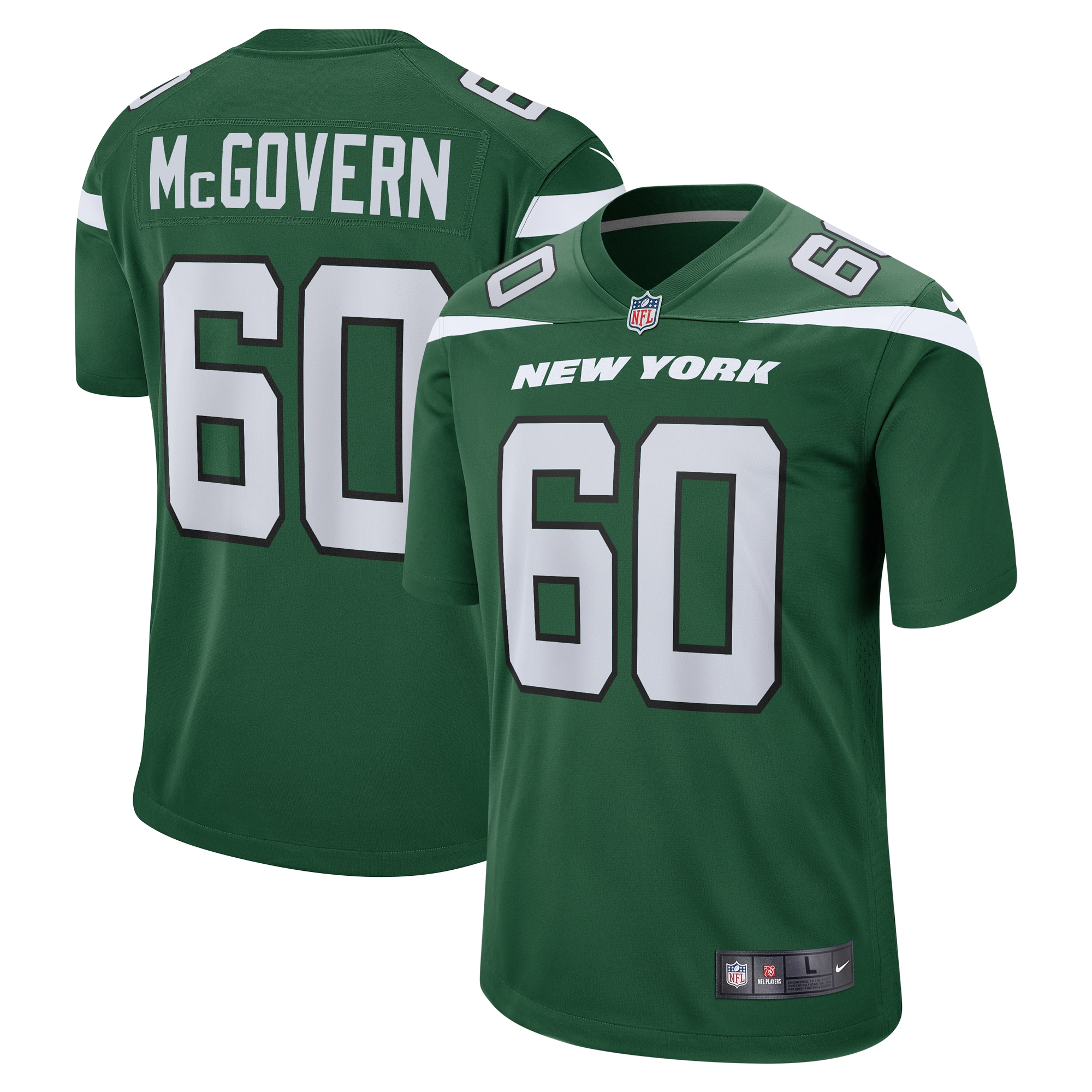 Men's New York Jets Connor McGovern Gotham Green Game Jersey JS4292 Saliibo