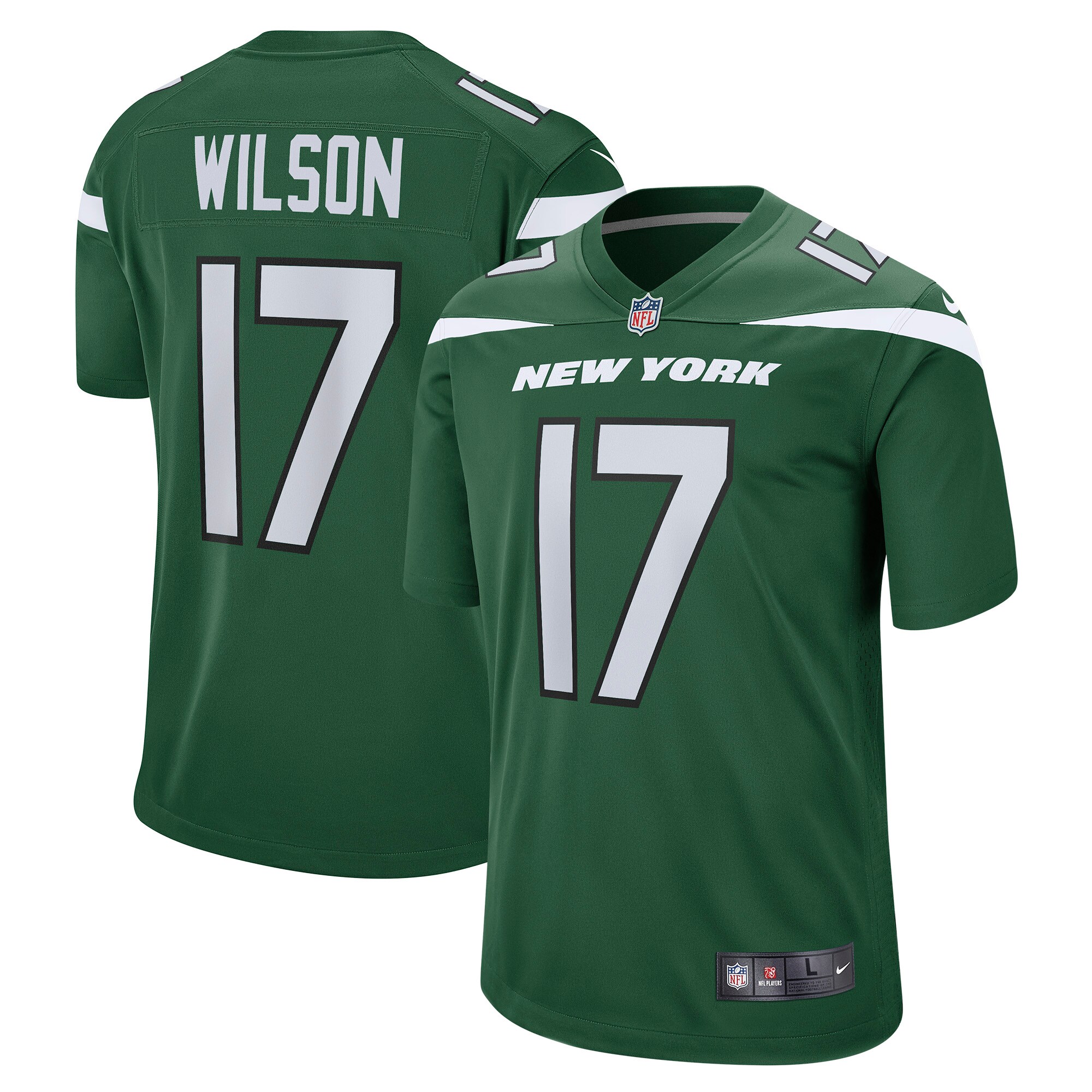 Men's New York Jets Garrett Wilson Green Player Game Jersey JS7730 Saliibo