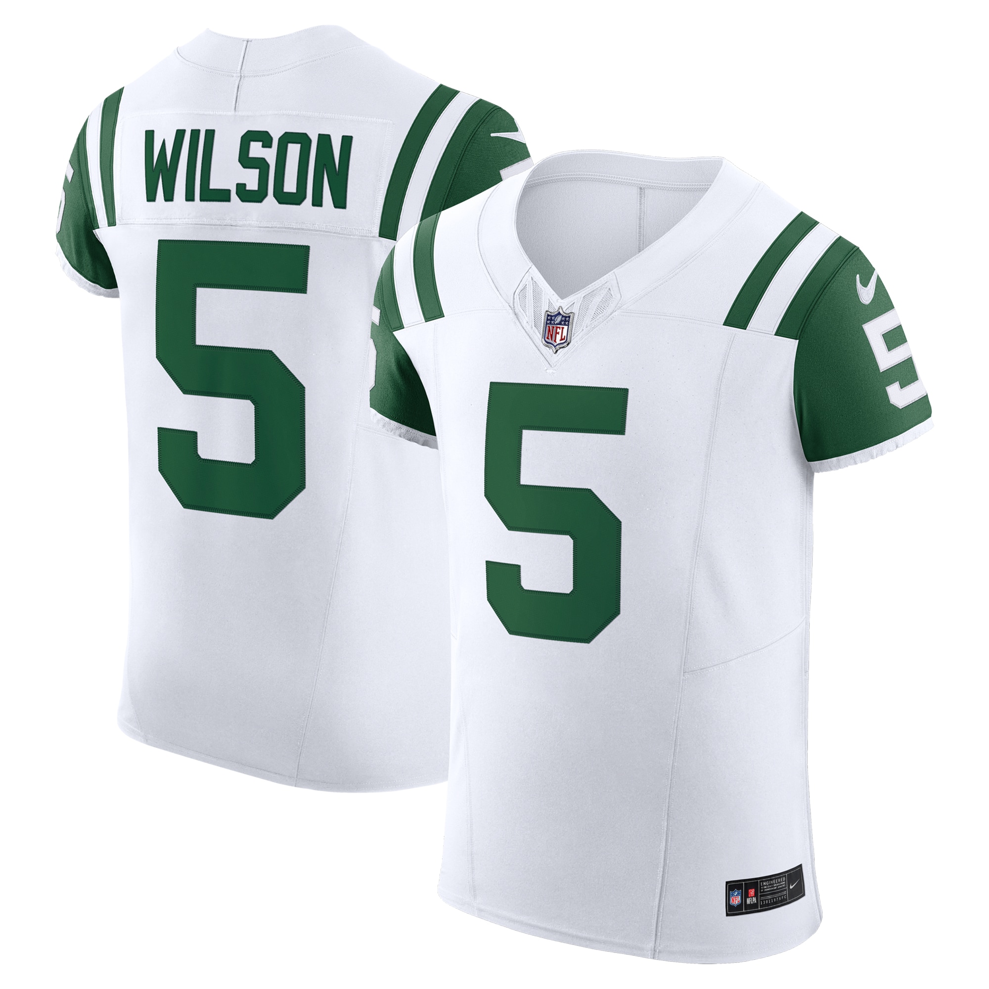 Men's New York Jets Garrett Wilson White Classic Alternate Vapor F.U.S.E. Elite Jersey JS5193 Saliibo