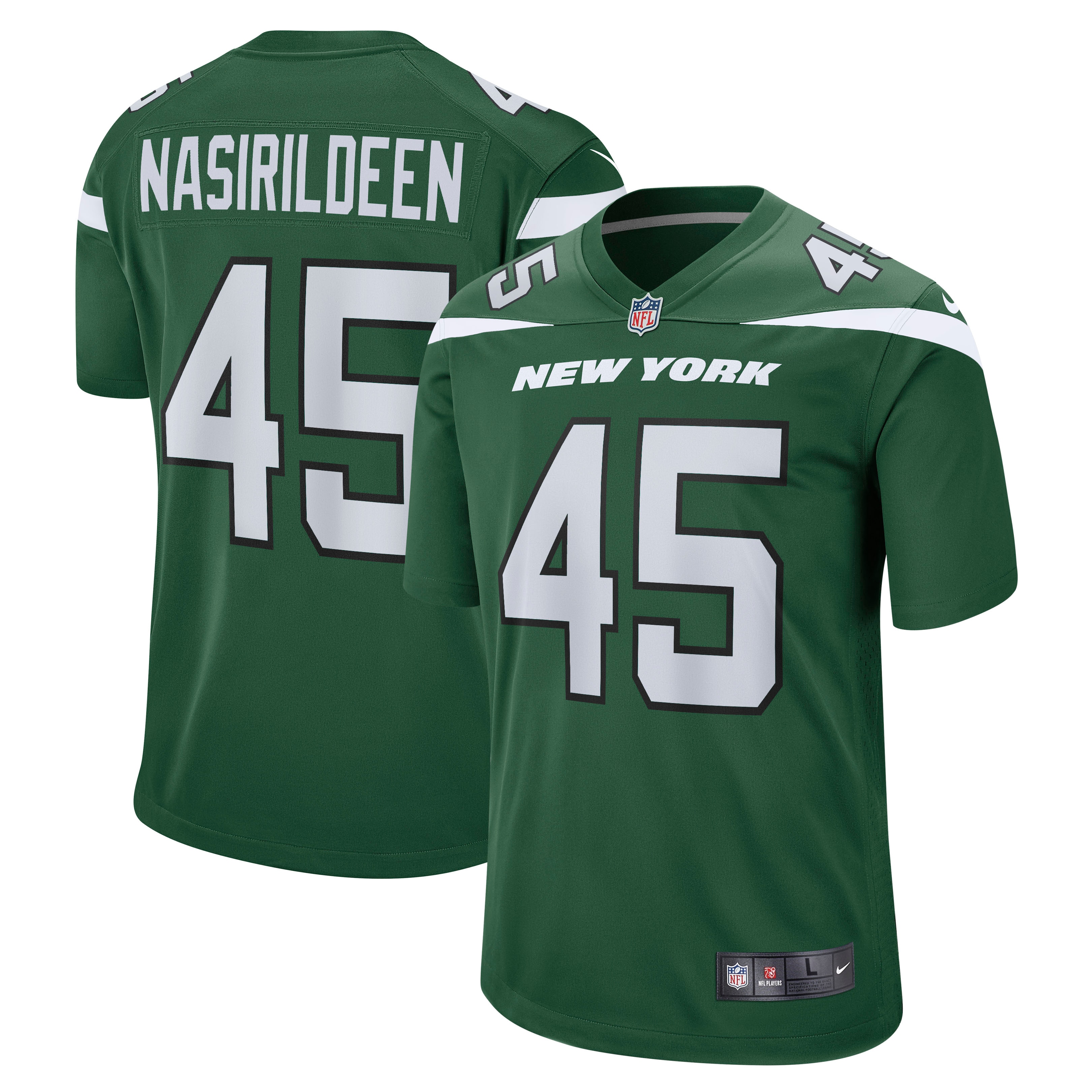 Men's New York Jets Hamsah Nasirildeen Gotham Green Game Jersey JS3811 Saliibo