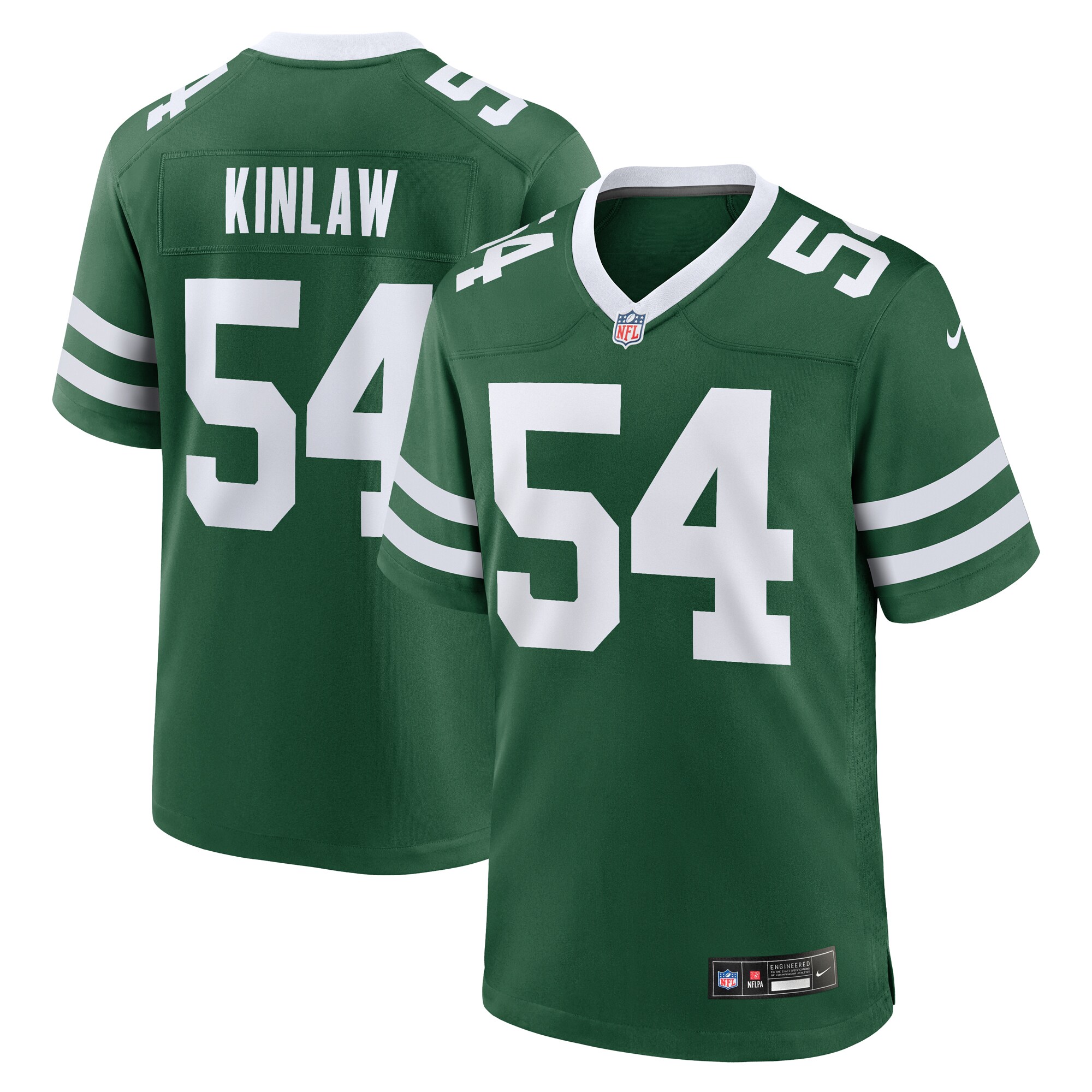 Men's New York Jets Javon Kinlaw Legacy Green Team Game Jersey JS6045 Saliibo