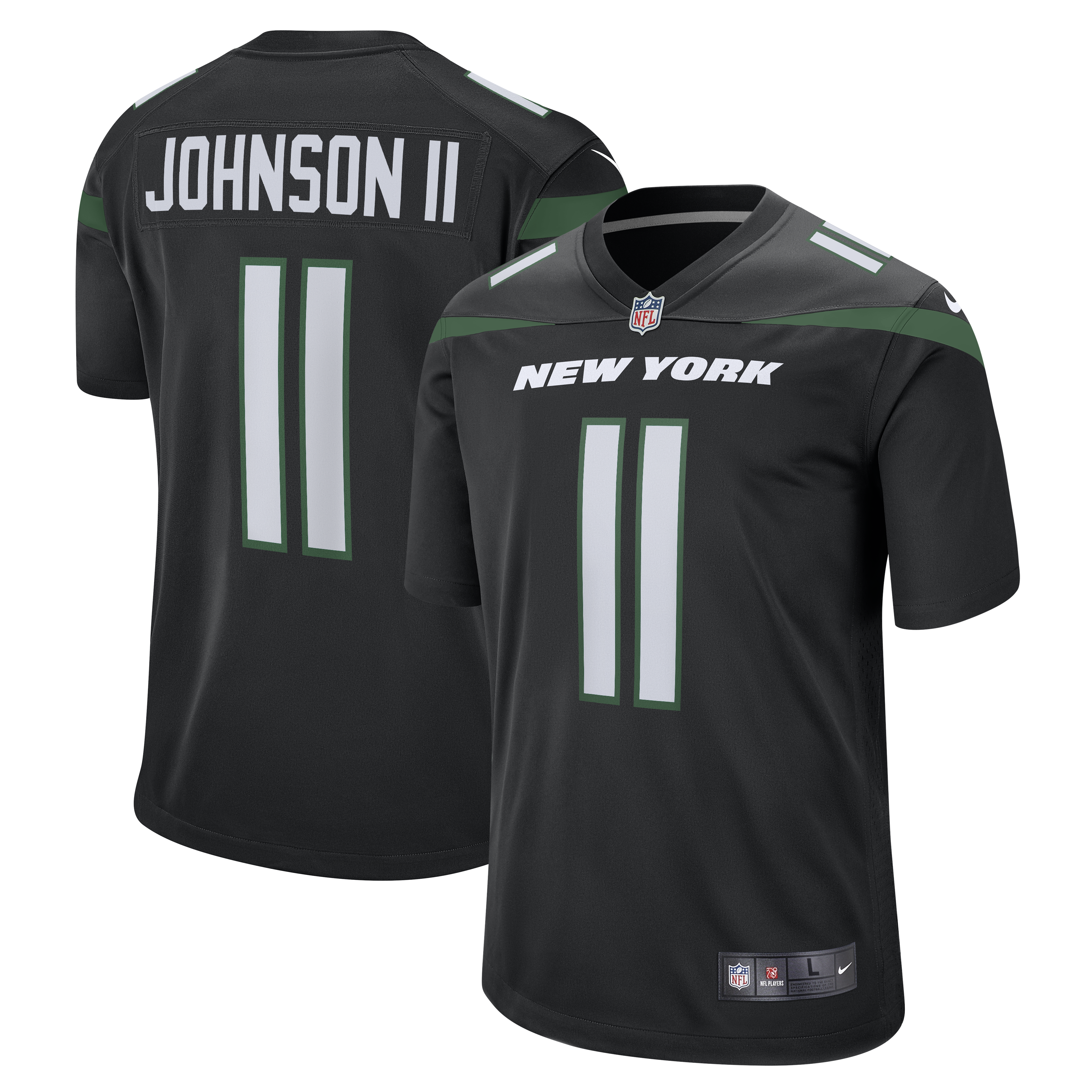 Men's New York Jets Jermaine Johnson II Stealth Black Alternate Game Jersey JS1112 Saliibo