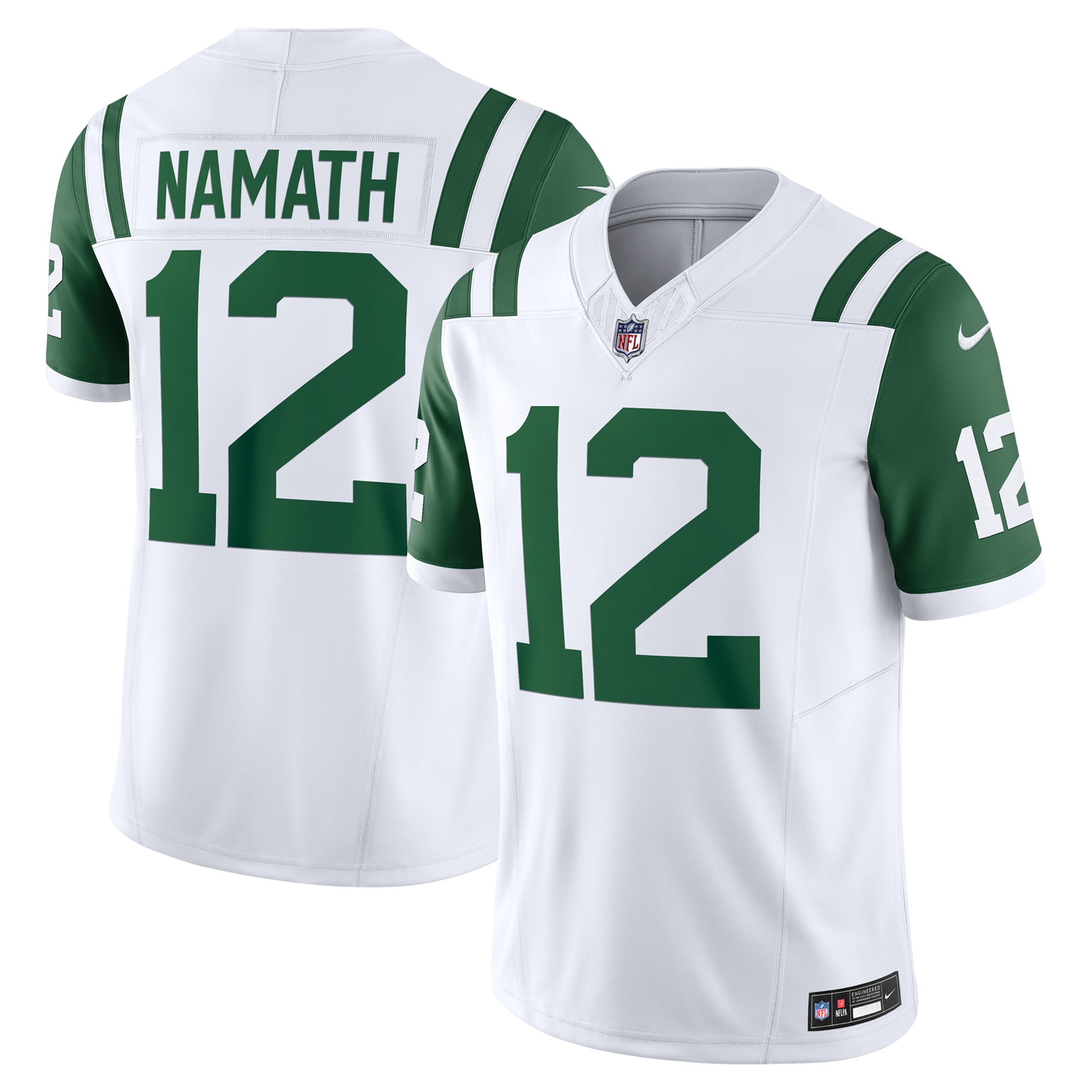 Men's New York Jets Joe Namath White Classic Alternate Vapor F.U.S.E. Retired Player Limited Jersey JS5097 Saliibo