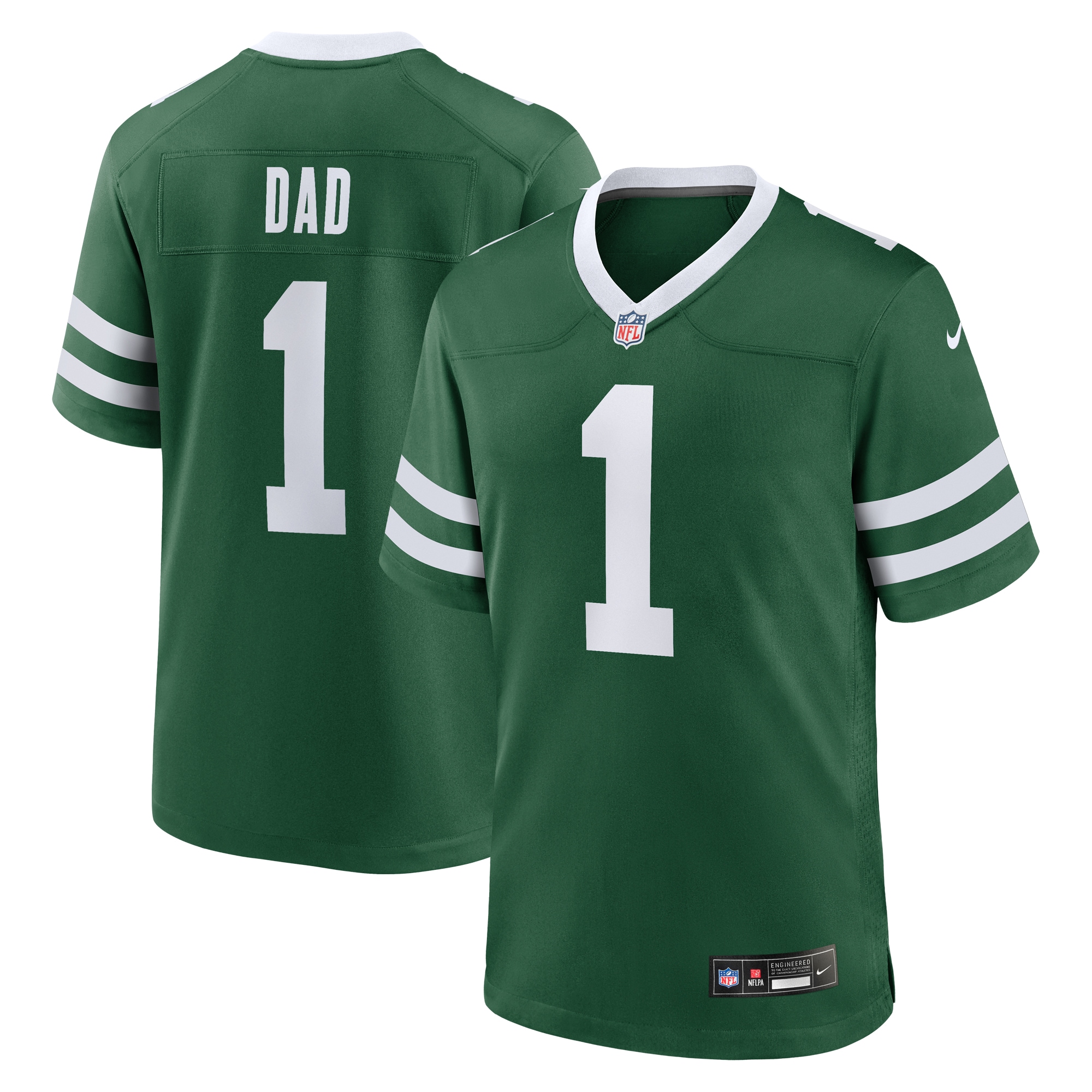 Men's New York Jets Legacy Green #1 Dad Game Jersey JS7186 Saliibo