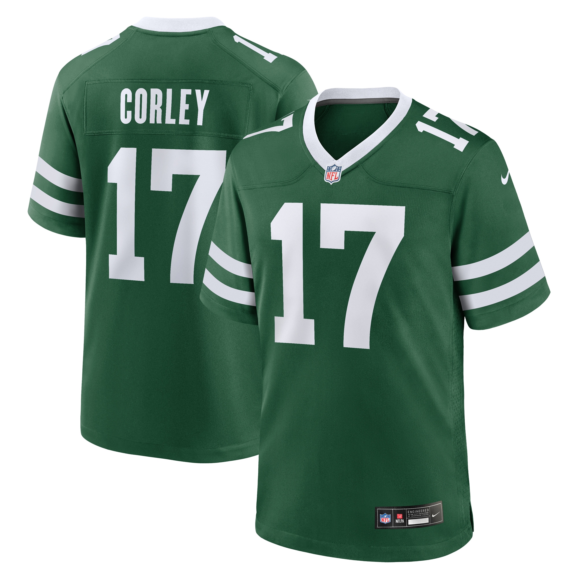 Men's New York Jets Malachi Corley Legacy Green Team Game Jersey JS3979 Saliibo
