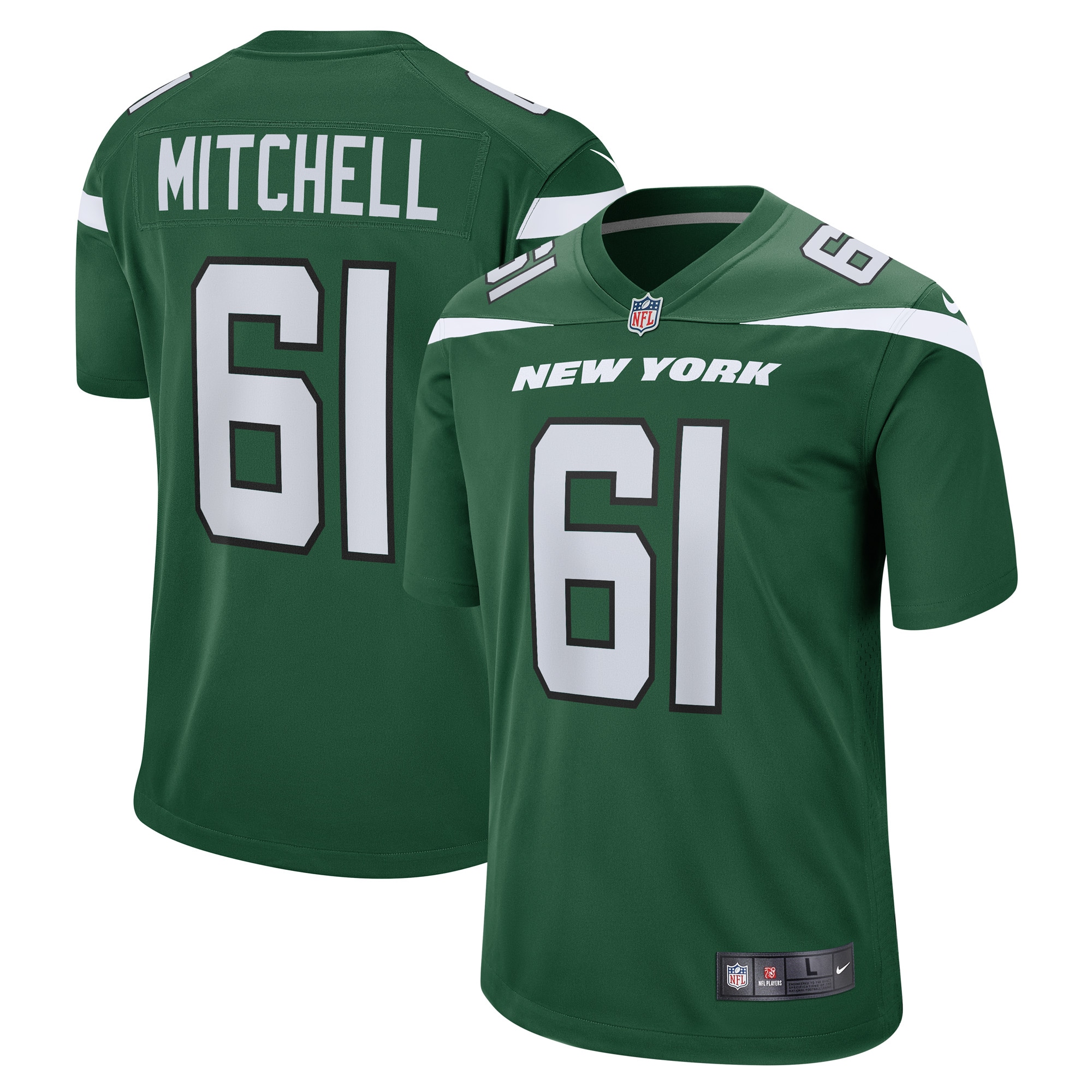Men's New York Jets Max Mitchell Gotham Green Game Player Jersey JS5752 Saliibo