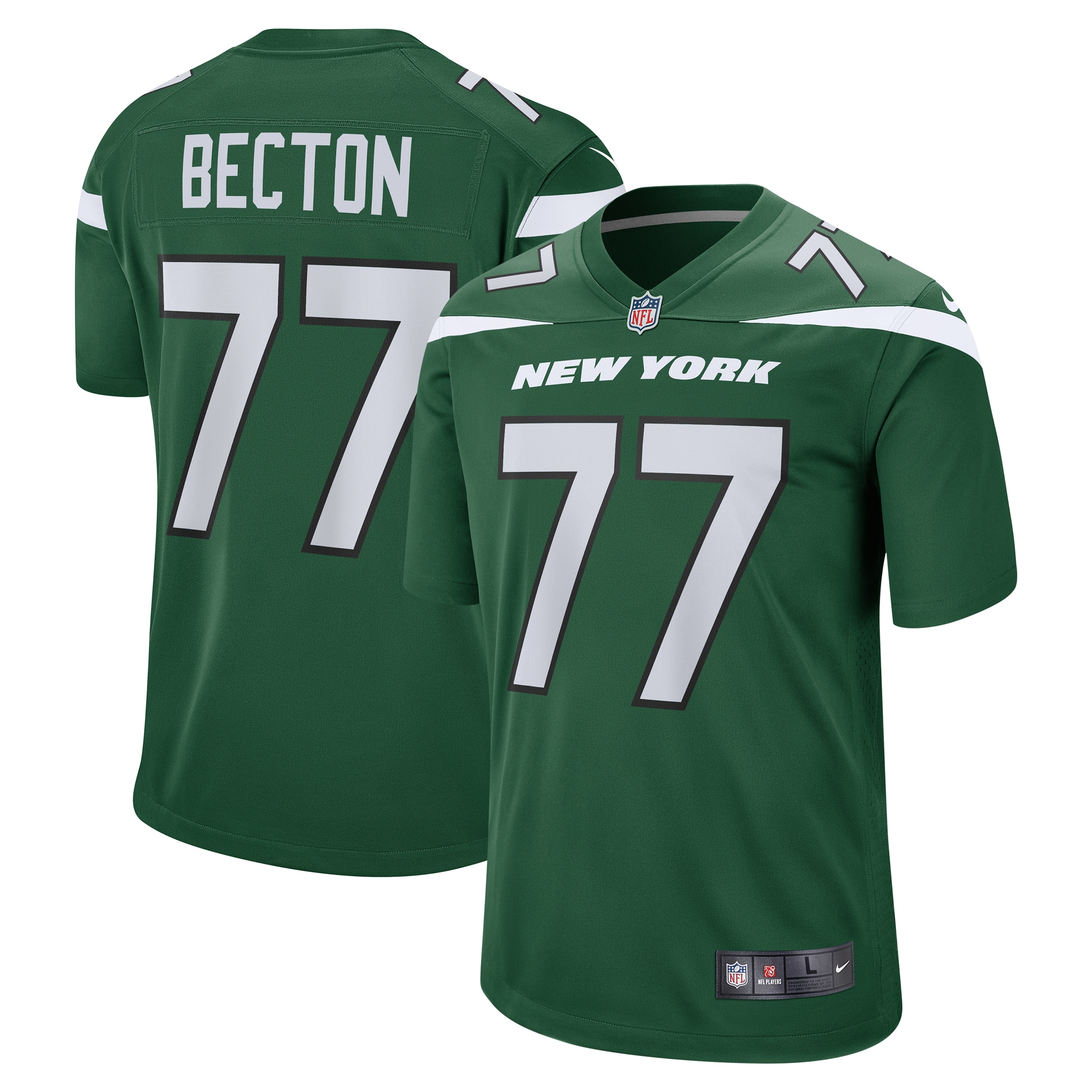 Men's New York Jets Mekhi Becton Gotham Green Player Game Jersey JS9614 Saliibo