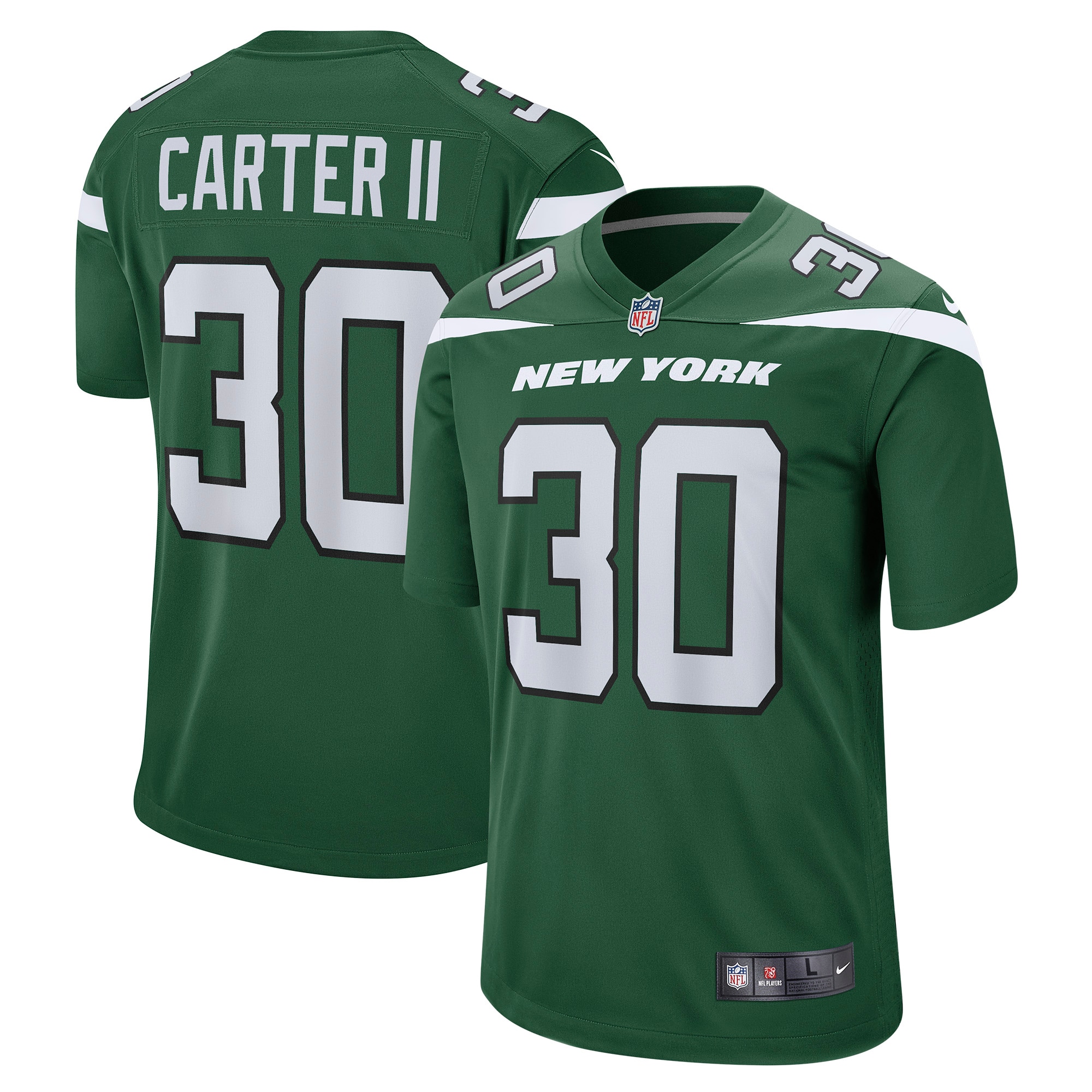 Men's New York Jets Michael Carter II Gotham Green Game Jersey JS5126 Saliibo
