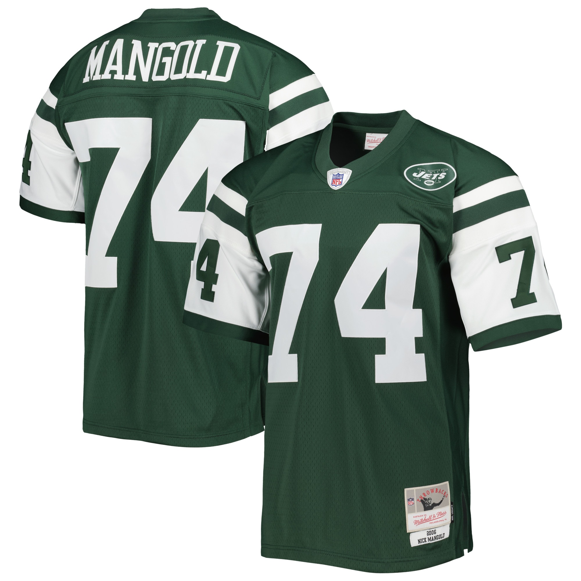 Men's New York Jets Nick Mangold Mitchell & Ness Green Legacy Jersey JS6992 Saliibo
