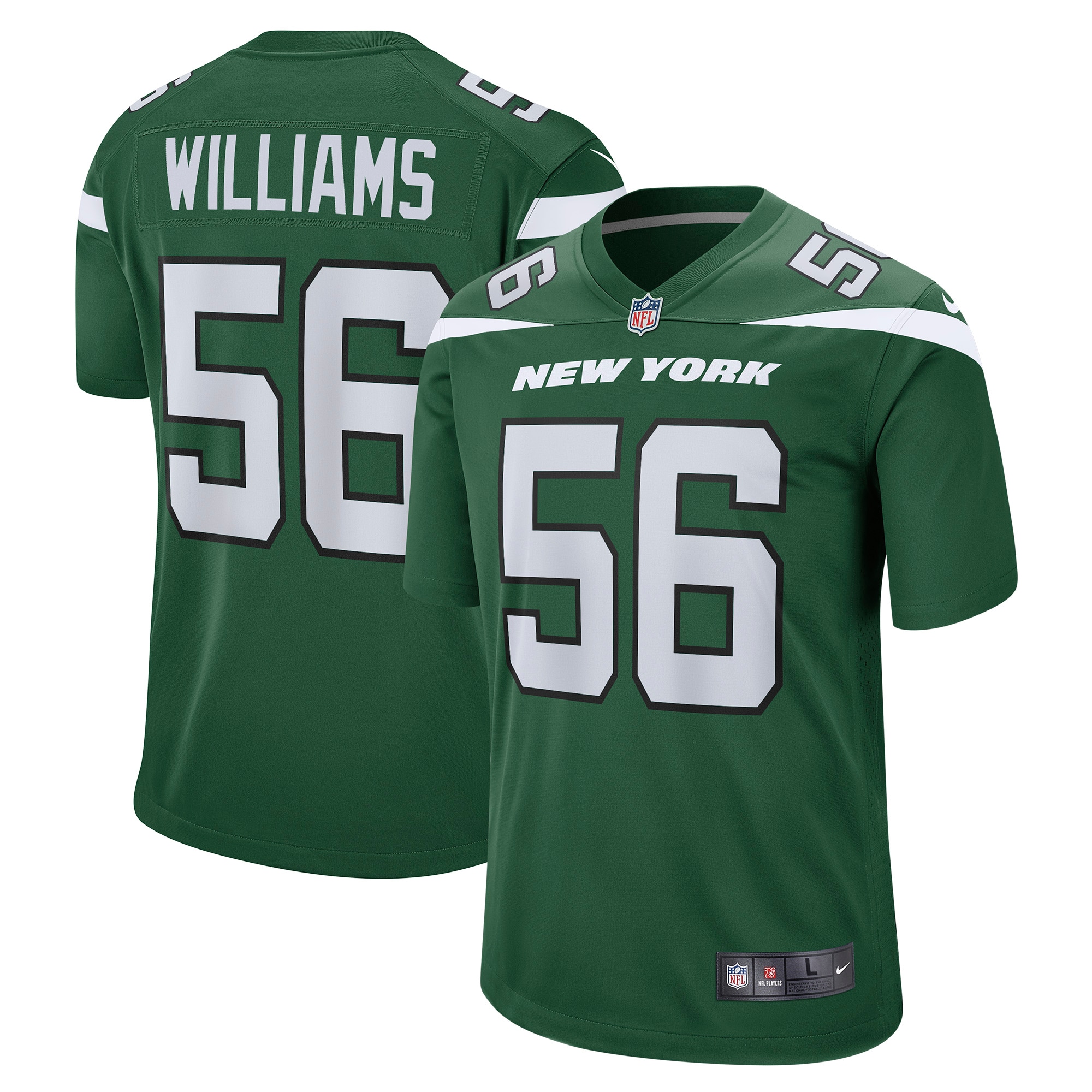 Men's New York Jets Quincy Williams Gotham Green Game Jersey JS6456 Saliibo