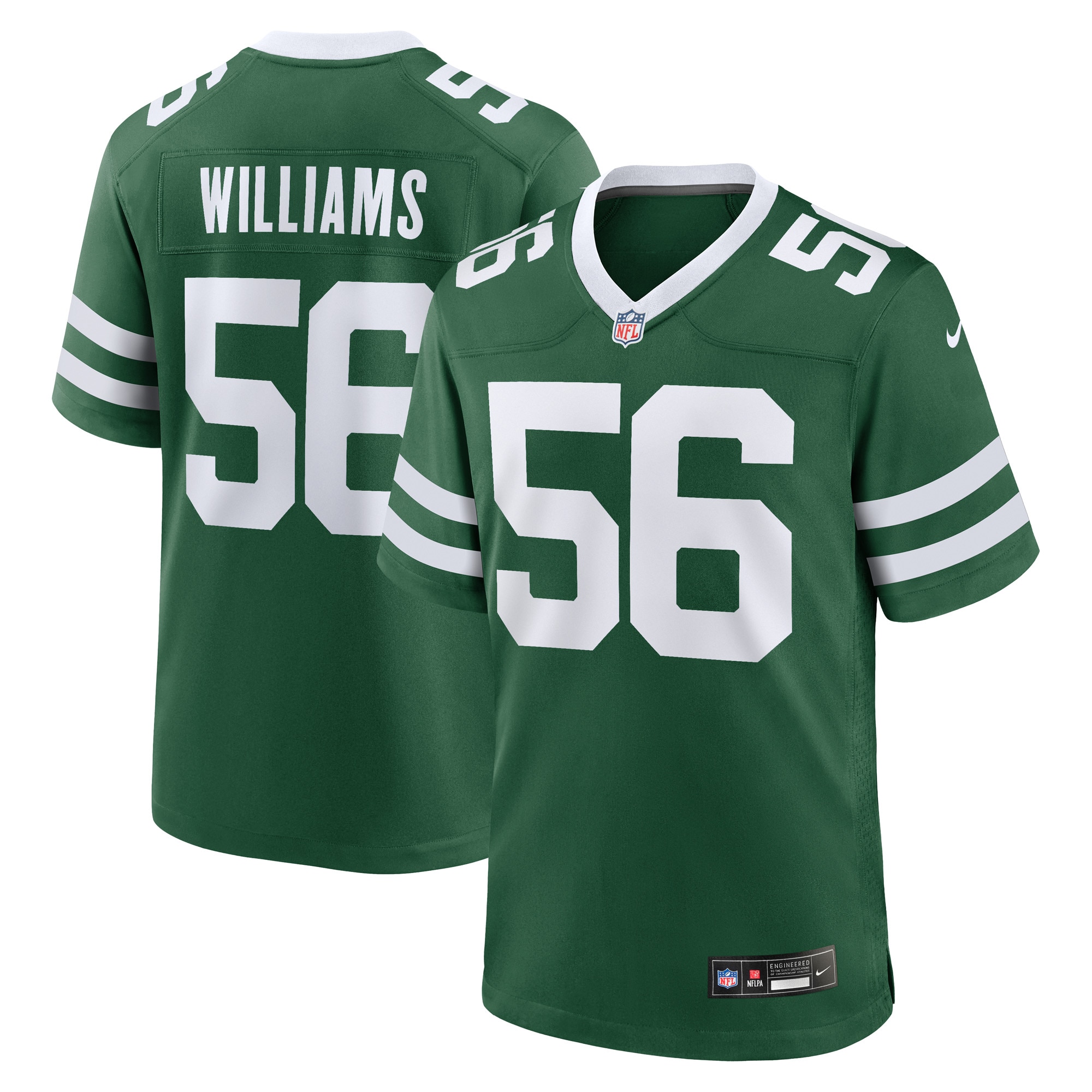 Men's New York Jets Quincy Williams Legacy Green Game Player Jersey JS7858 Saliibo
