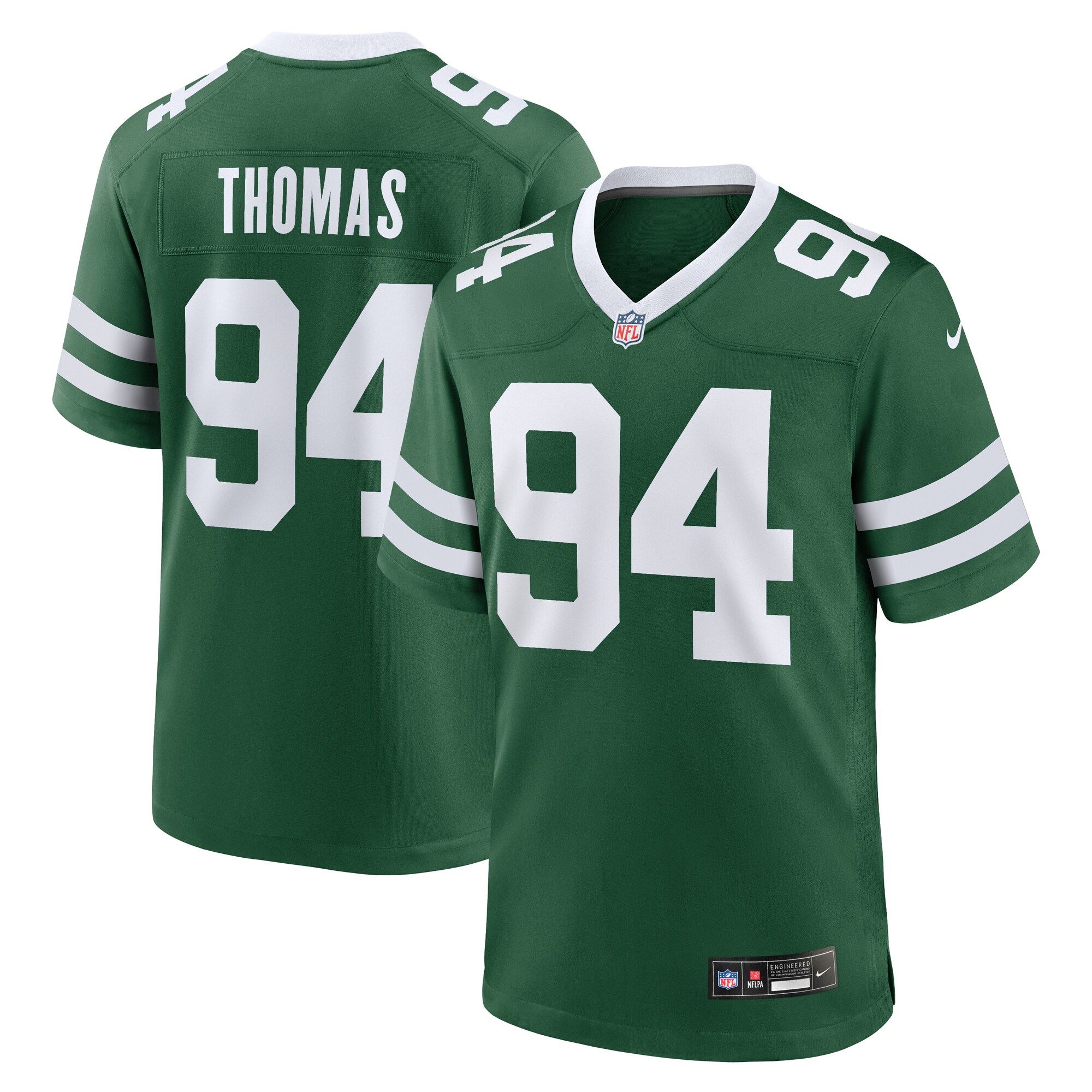 Men's New York Jets Solomon Thomas Legacy Green Team Game Jersey JS9765 Saliibo