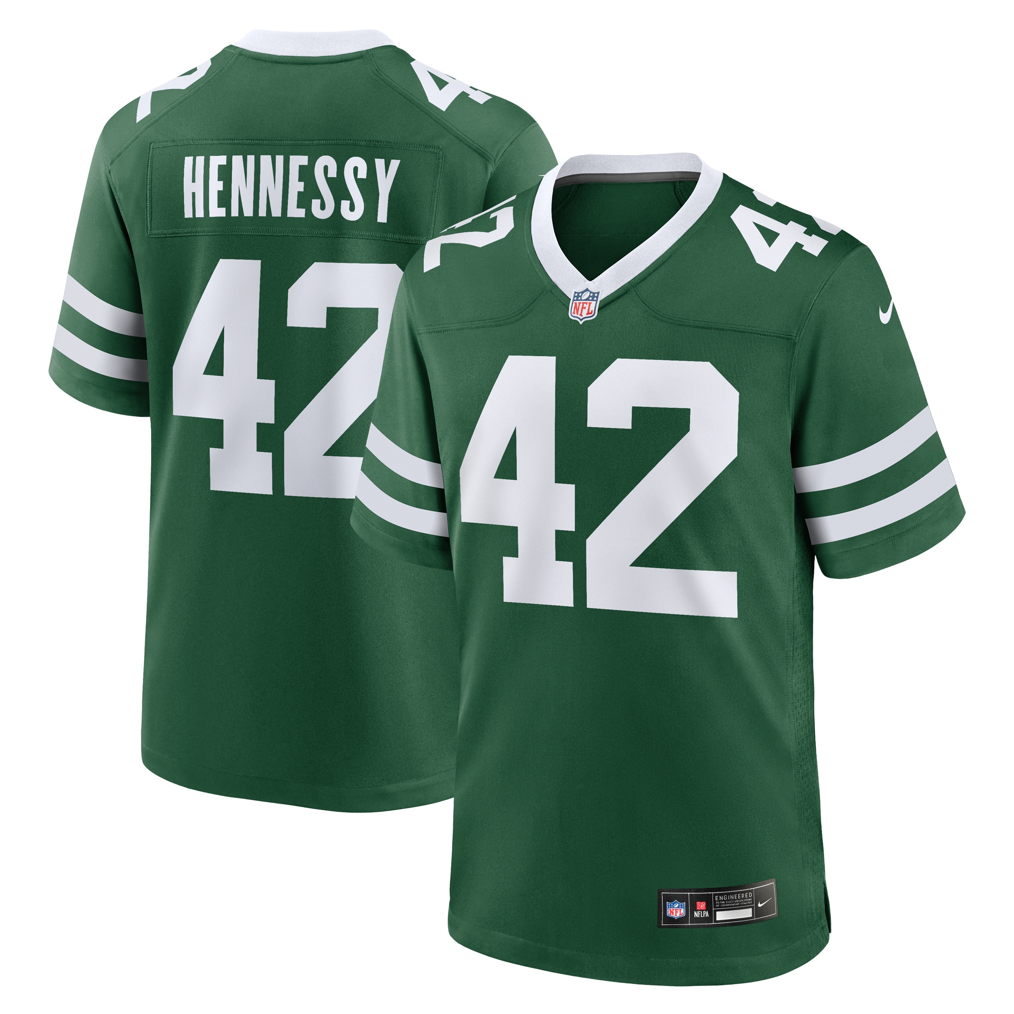 Men's New York Jets Thomas Hennessy Legacy Green Team Game Jersey JS9317 Saliibo