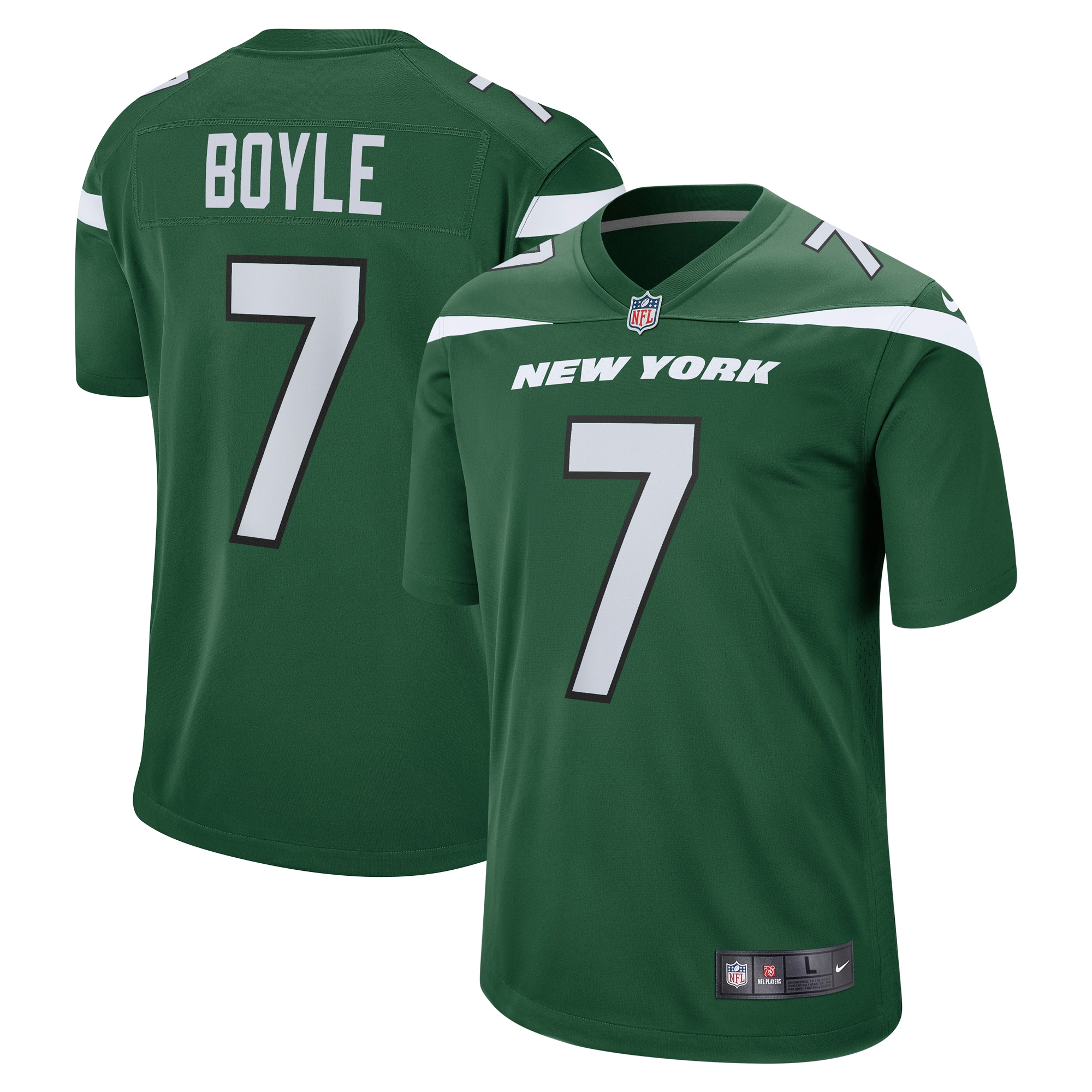 Men's New York Jets Tim Boyle Gotham Green Game Jersey JS7178 Saliibo
