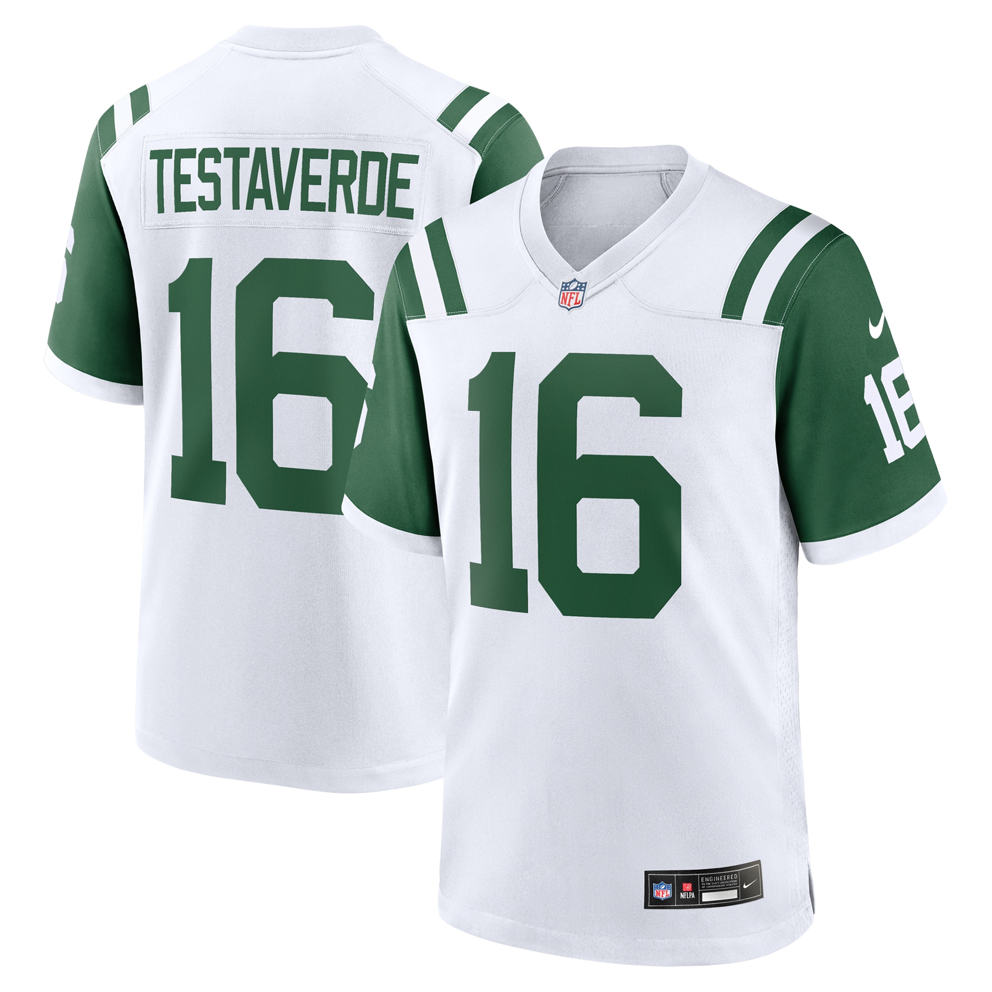 Men's New York Jets Vinny Testaverde White Classic Alternate Retired Player Game Jersey JS4716 Saliibo
