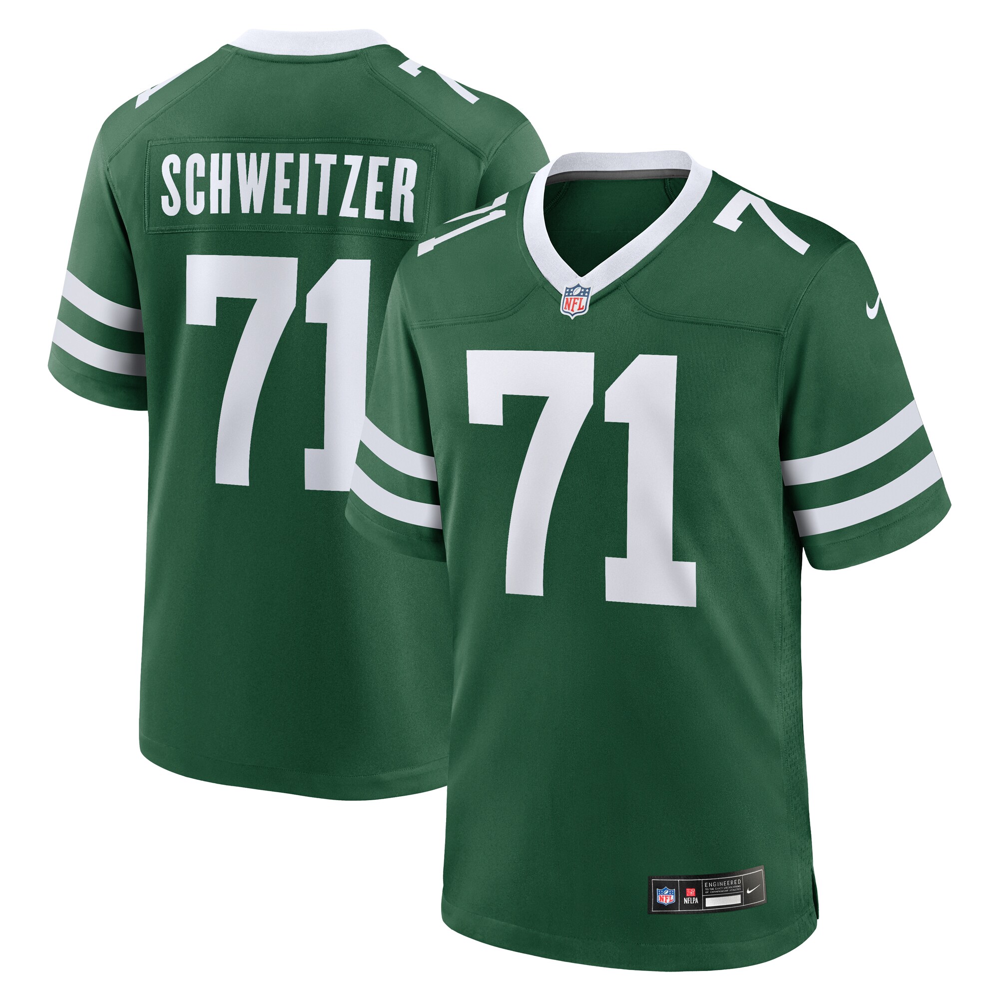 Men's New York Jets Wes Schweitzer Legacy Green Team Game Jersey JS7634 Saliibo