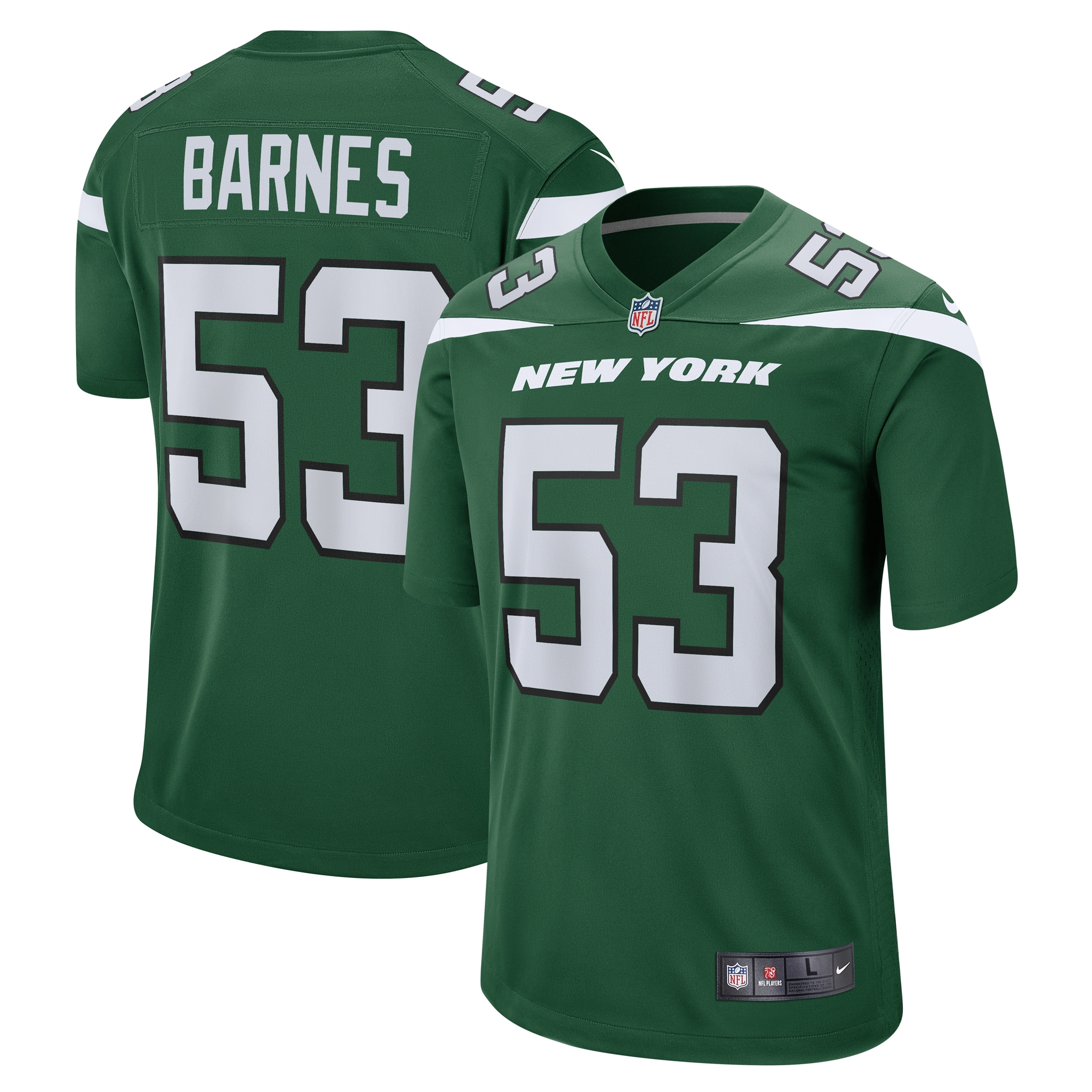 Men's New York Jets Zaire Barnes Gotham Green Game Jersey JS2228 Saliibo