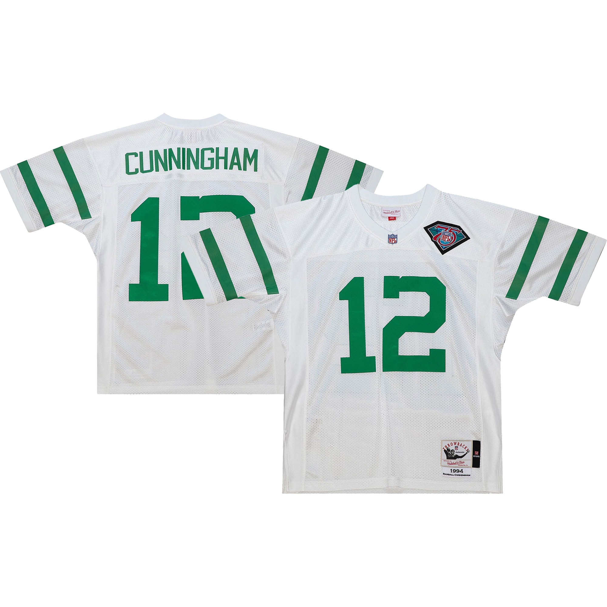 Men's Philadelphia Eagles 1994 Randall Cunningham Mitchell & Ness White Throwback Retired Player Jersey JS4388 Saliibo
