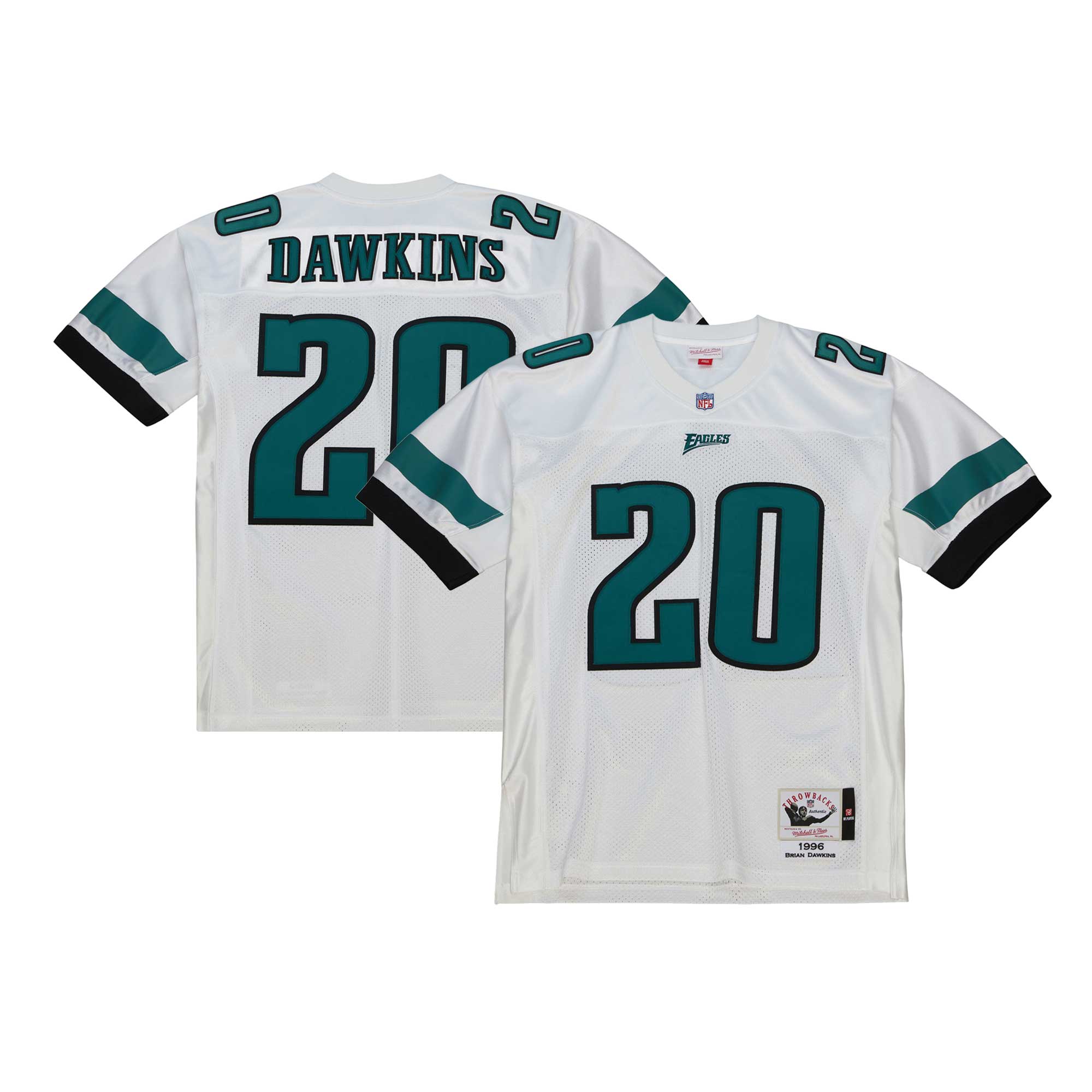 Men's Philadelphia Eagles 1996 Brian Dawkins Mitchell & Ness White Throwback Retired Player Jersey JS9357 Saliibo
